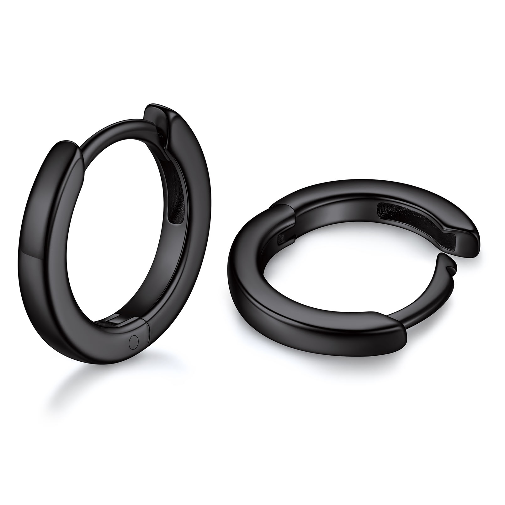 ChicSilver 6mm Small Hoop Earrings 925 Sterling Silver Earrings for Women Black Tiny Cartilage Huggie Earrings Hypoallergenic Jewelry