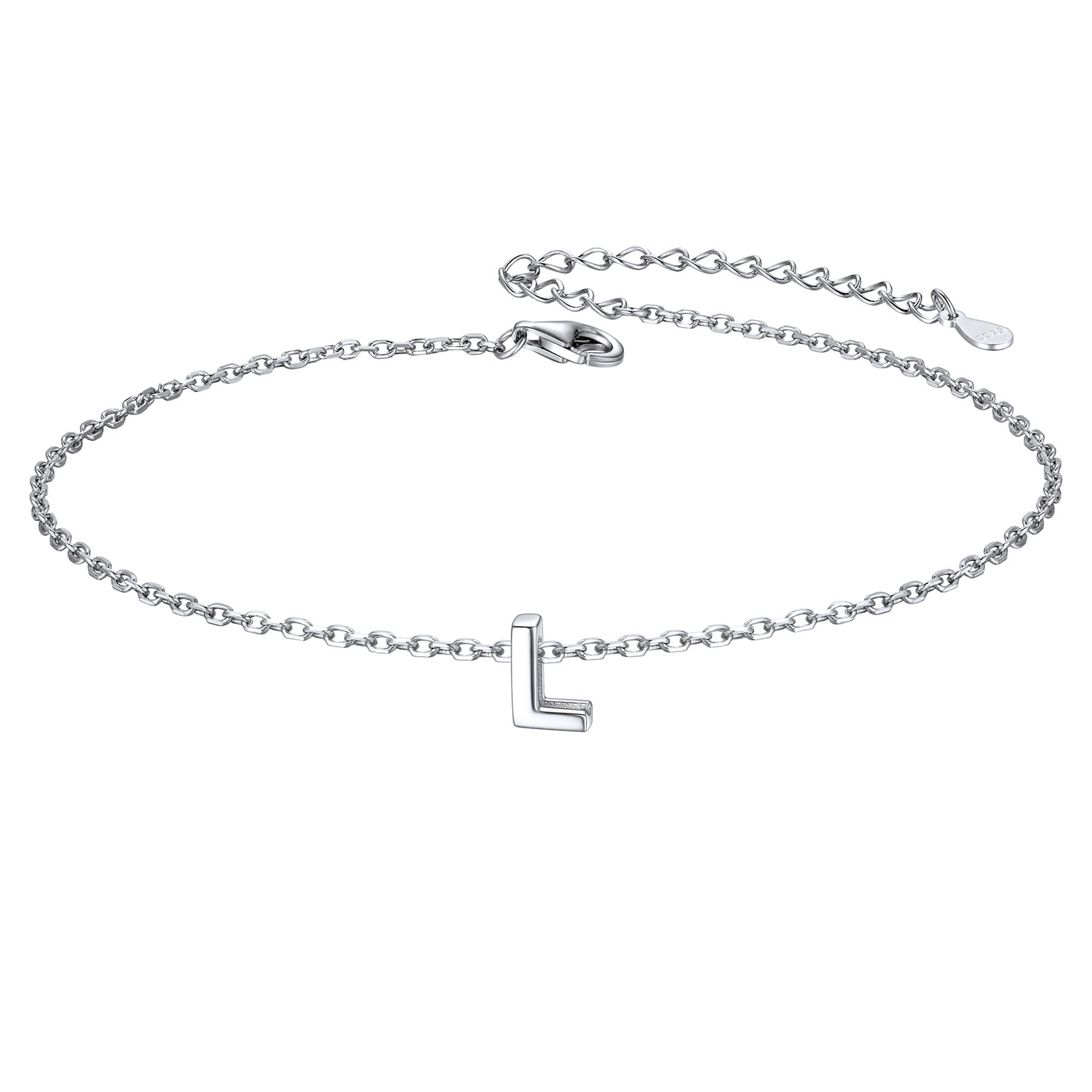 ChicSilver Initial Ankle Bracelets for Women 925 Sterling Silver Letter Anklets Beach Foot Chain Personalized Alphabet Summer Jewelry (A)