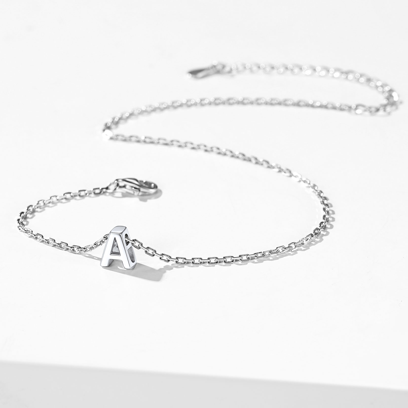 ChicSilver Initial Ankle Bracelets for Women 925 Sterling Silver Letter Anklets Beach Foot Chain Personalized Alphabet Summer Jewelry (A)