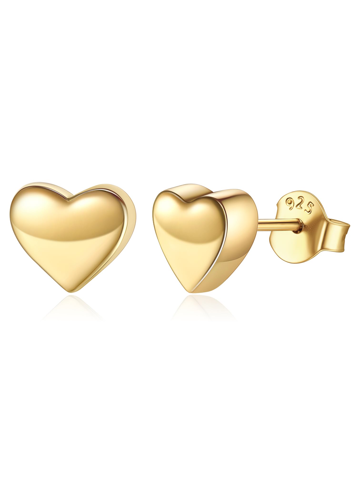 ChicSilver Heart Stud Earrings for Little Girls Hypoallergenic 925 Sterling Silver Women Jewelry Gift