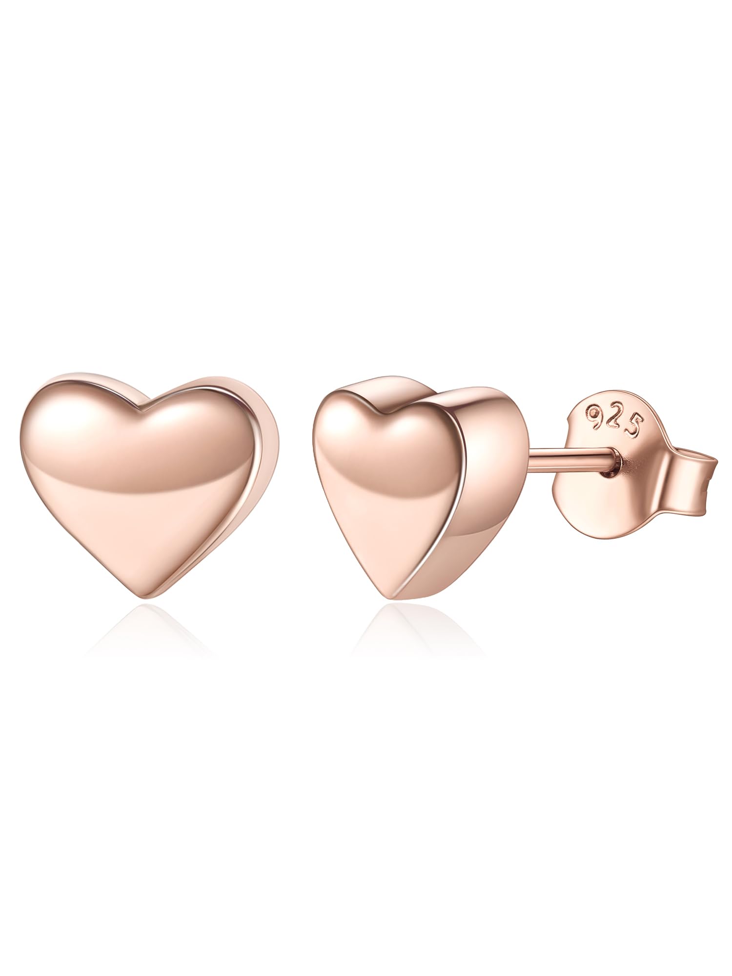 ChicSilver Heart Stud Earrings for Little Girls Hypoallergenic 925 Sterling Silver Women Jewelry Gift