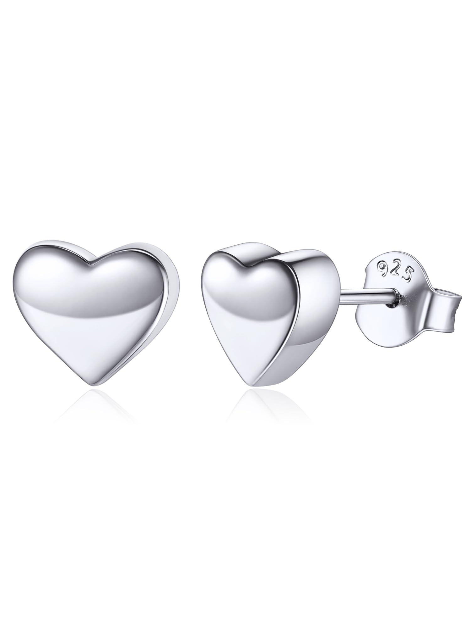 ChicSilver Heart Stud Earrings for Little Girls Hypoallergenic 925 Sterling Silver Women Jewelry Gift