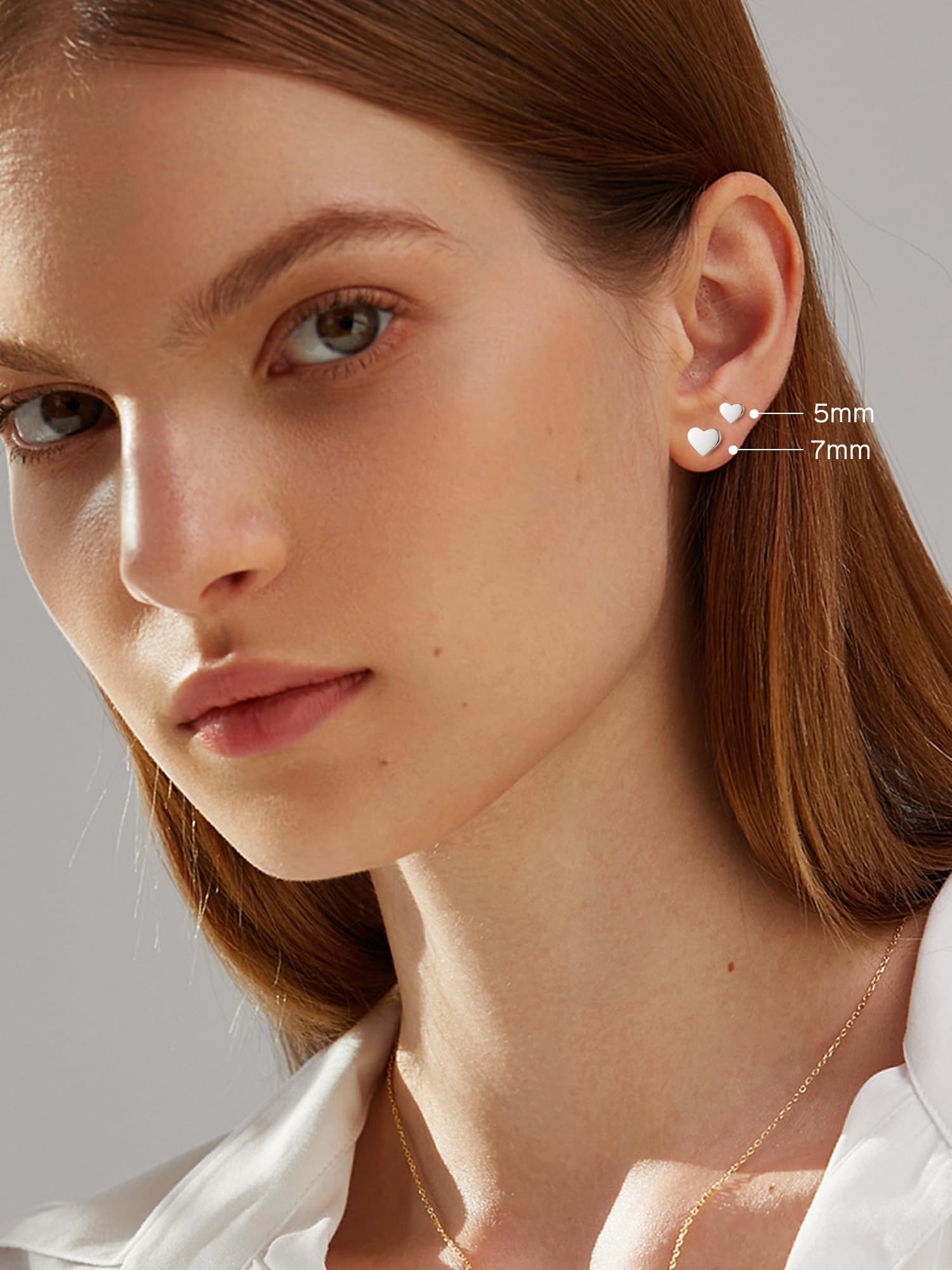 ChicSilver Heart Stud Earrings for Little Girls Hypoallergenic 925 Sterling Silver Women Jewelry Gift