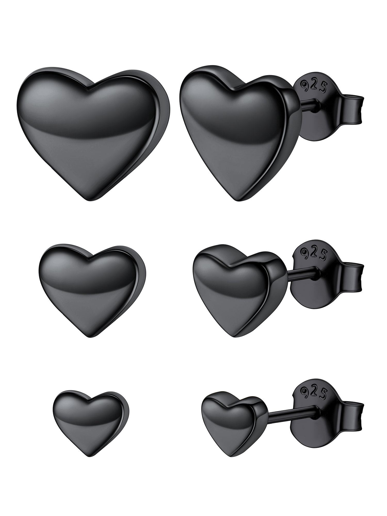 ChicSilver Heart Stud Earrings for Little Girls Hypoallergenic 925 Sterling Silver Women Jewelry Gift