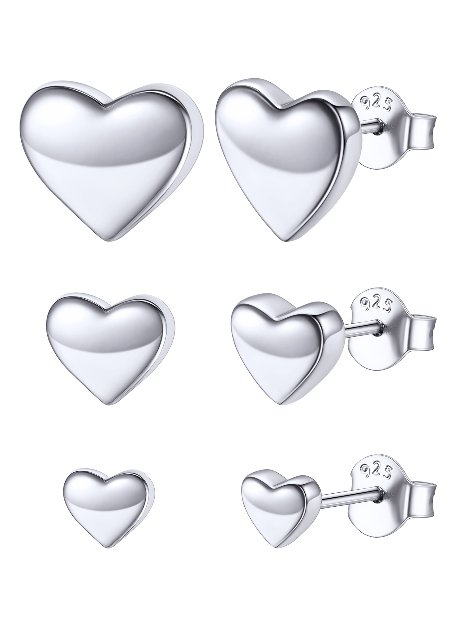 ChicSilver Heart Stud Earrings for Little Girls Hypoallergenic 925 Sterling Silver Women Jewelry Gift