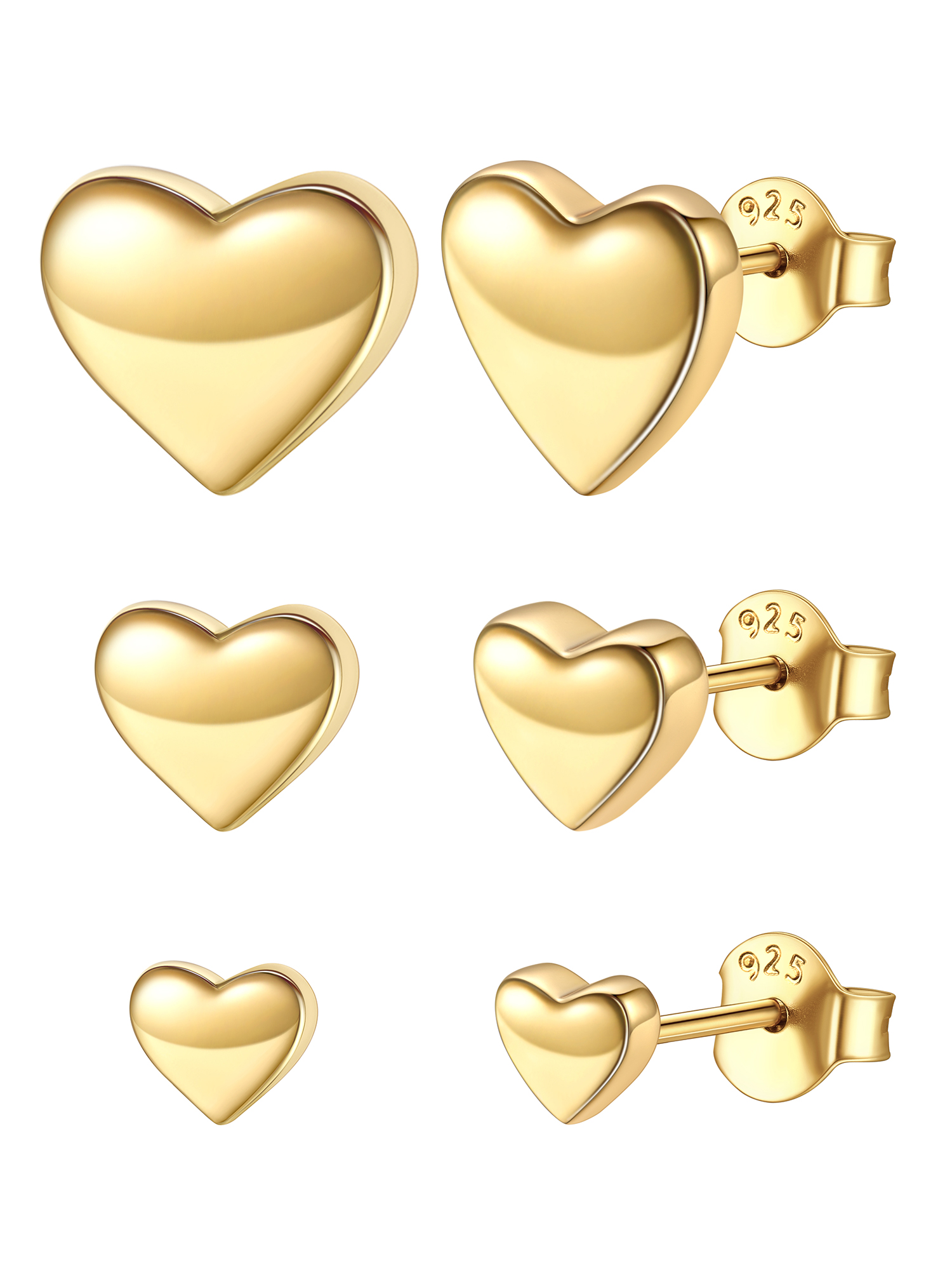 ChicSilver Heart Stud Earrings for Little Girls Hypoallergenic 925 Sterling Silver Women Jewelry Gift