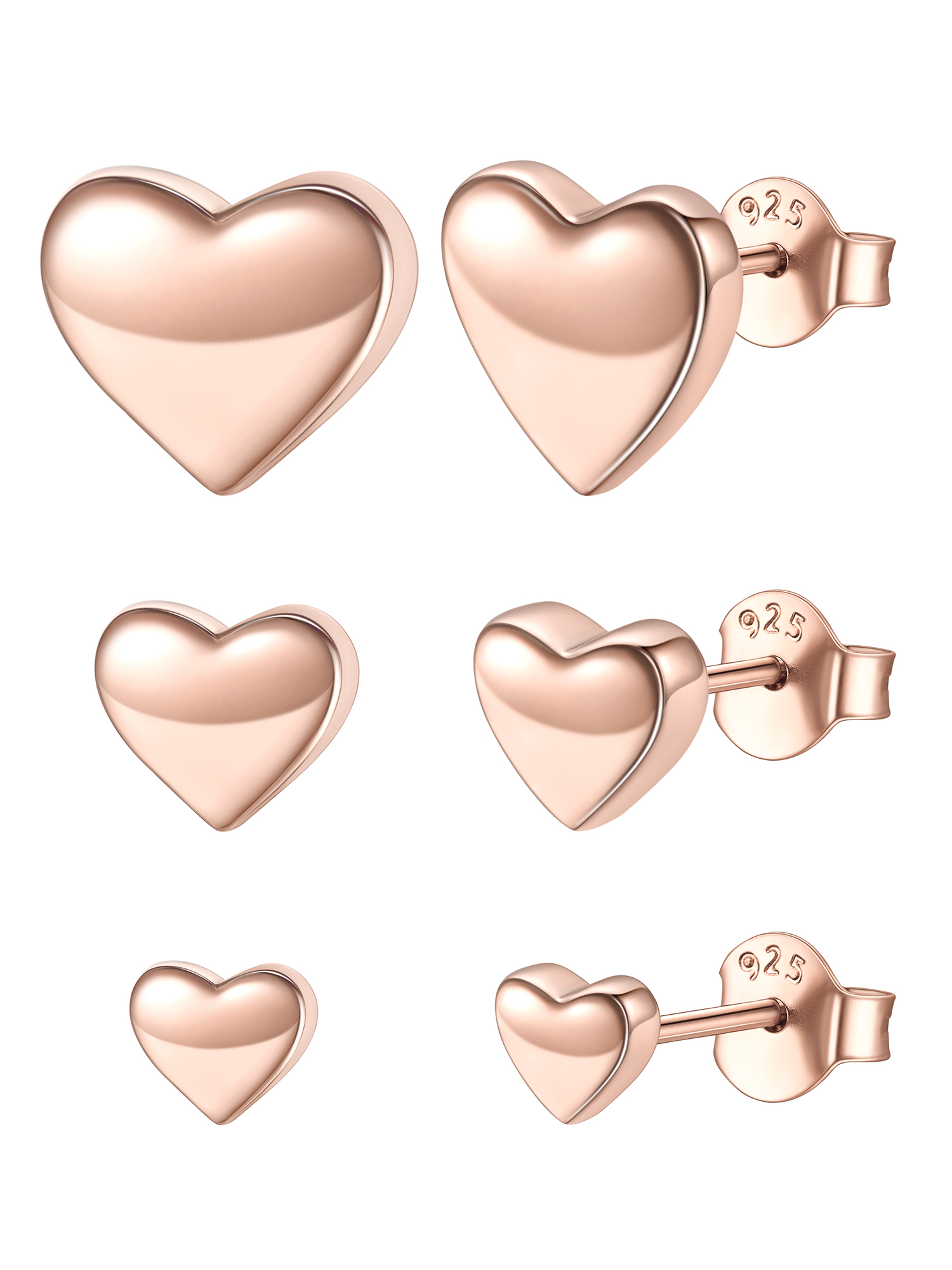 ChicSilver Heart Stud Earrings for Little Girls Hypoallergenic 925 Sterling Silver Women Jewelry Gift