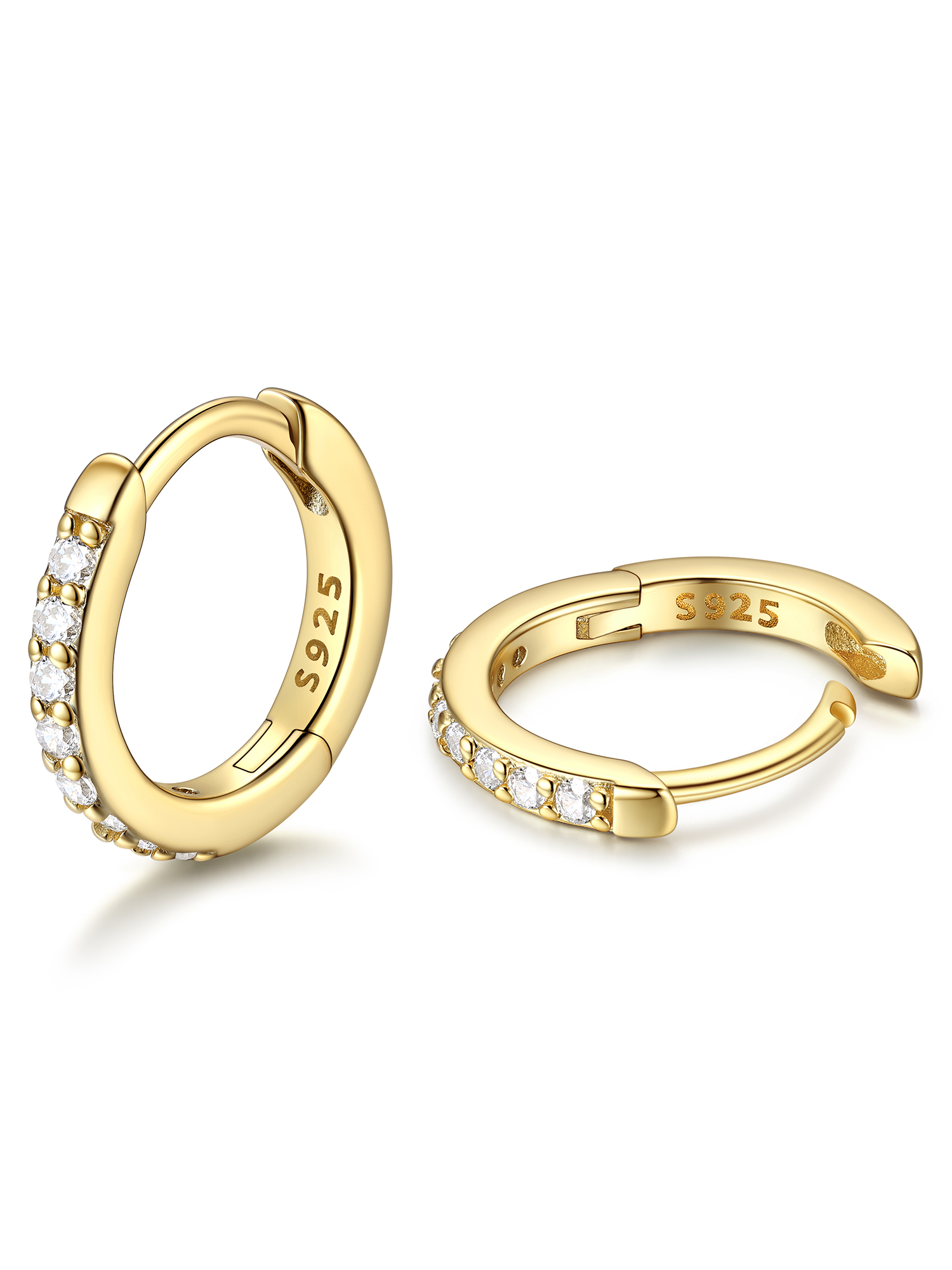 ChicSilver 925 Sterling Silver Small Hoop Earrings for Women Cubic Zirconia 8MM