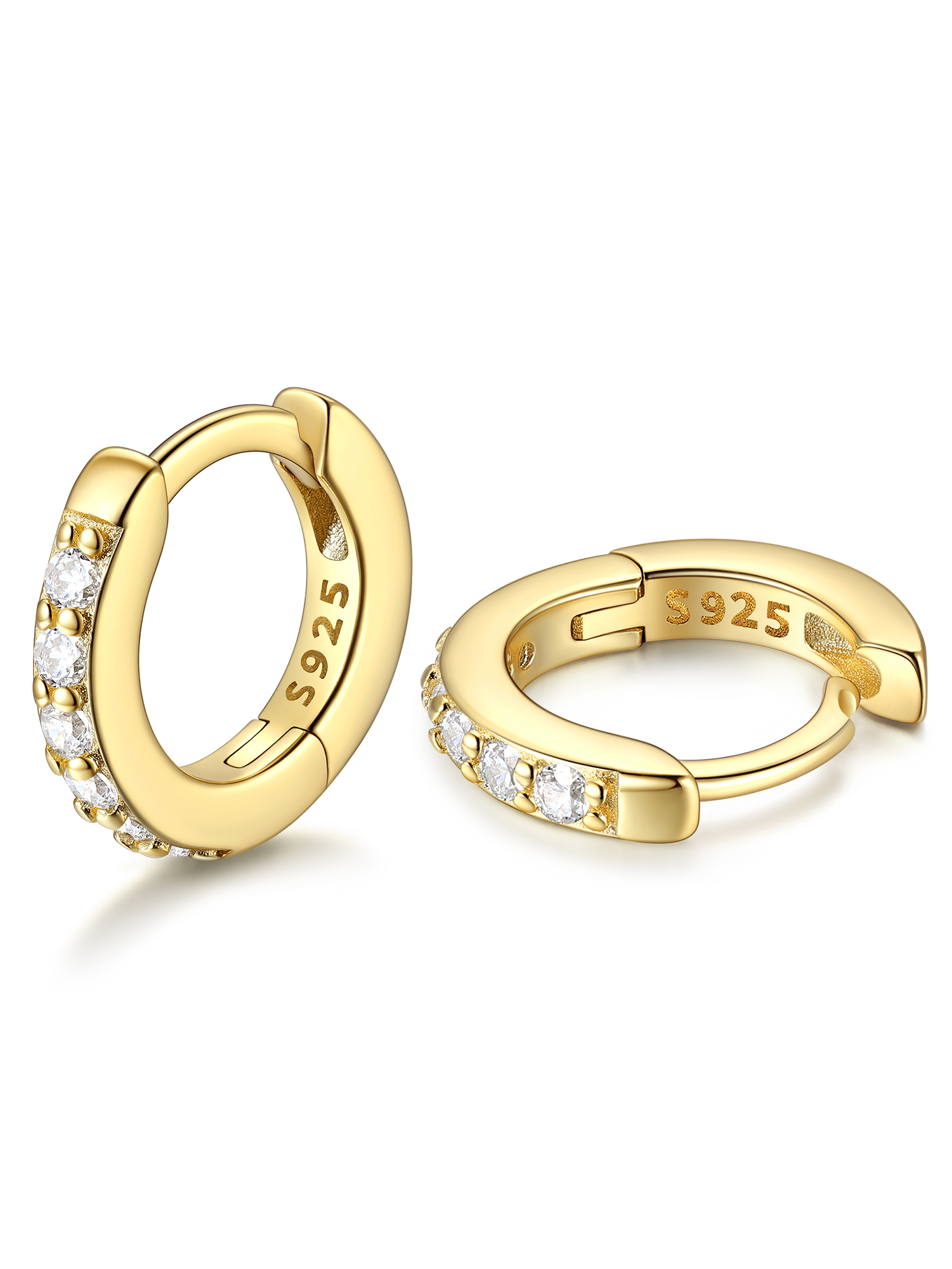 ChicSilver 925 Sterling Silver Small Hoop Earrings for Women Cubic Zirconia 8MM