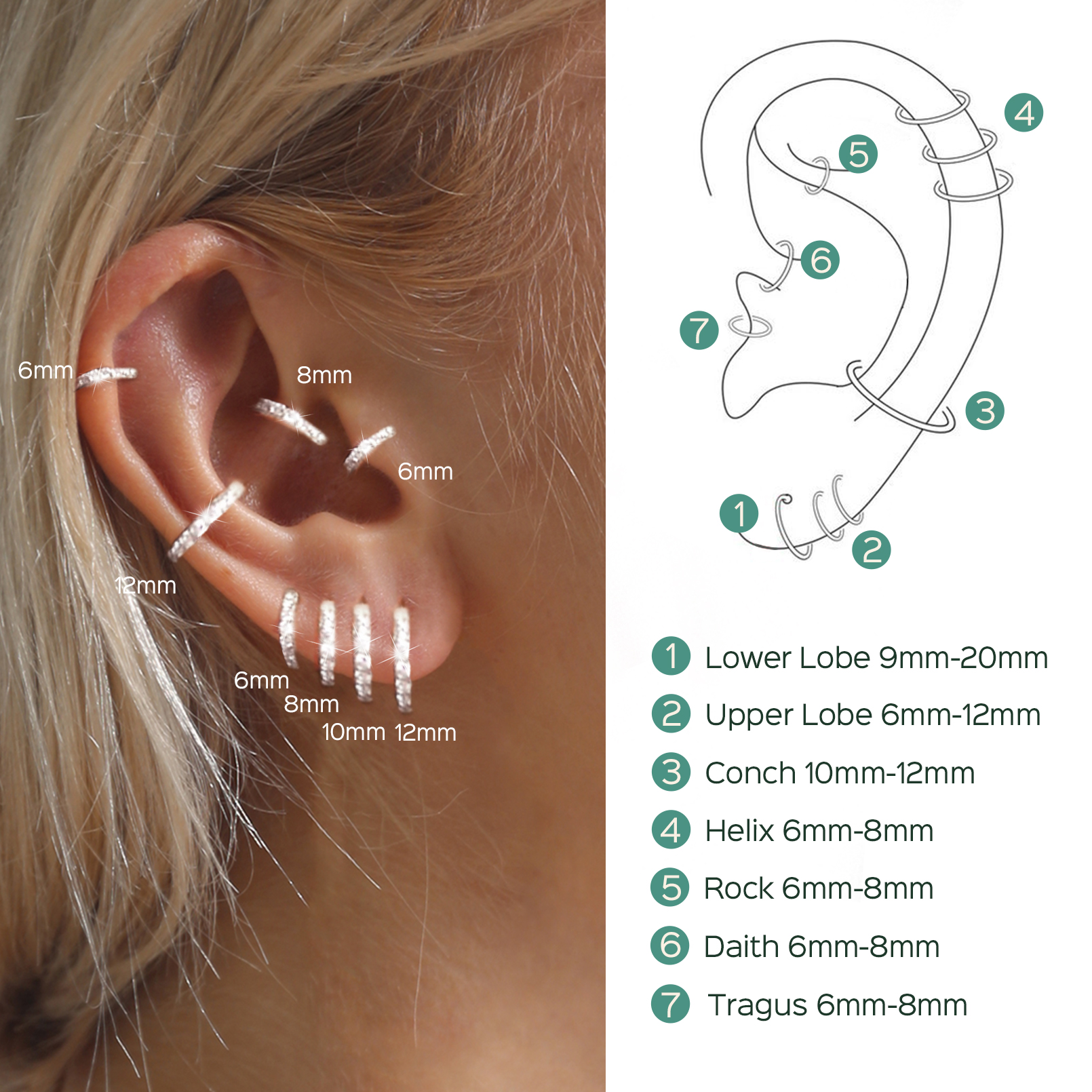 ChicSilver 925 Sterling Silver Small Hoop Earrings for Women Cubic Zirconia 8MM