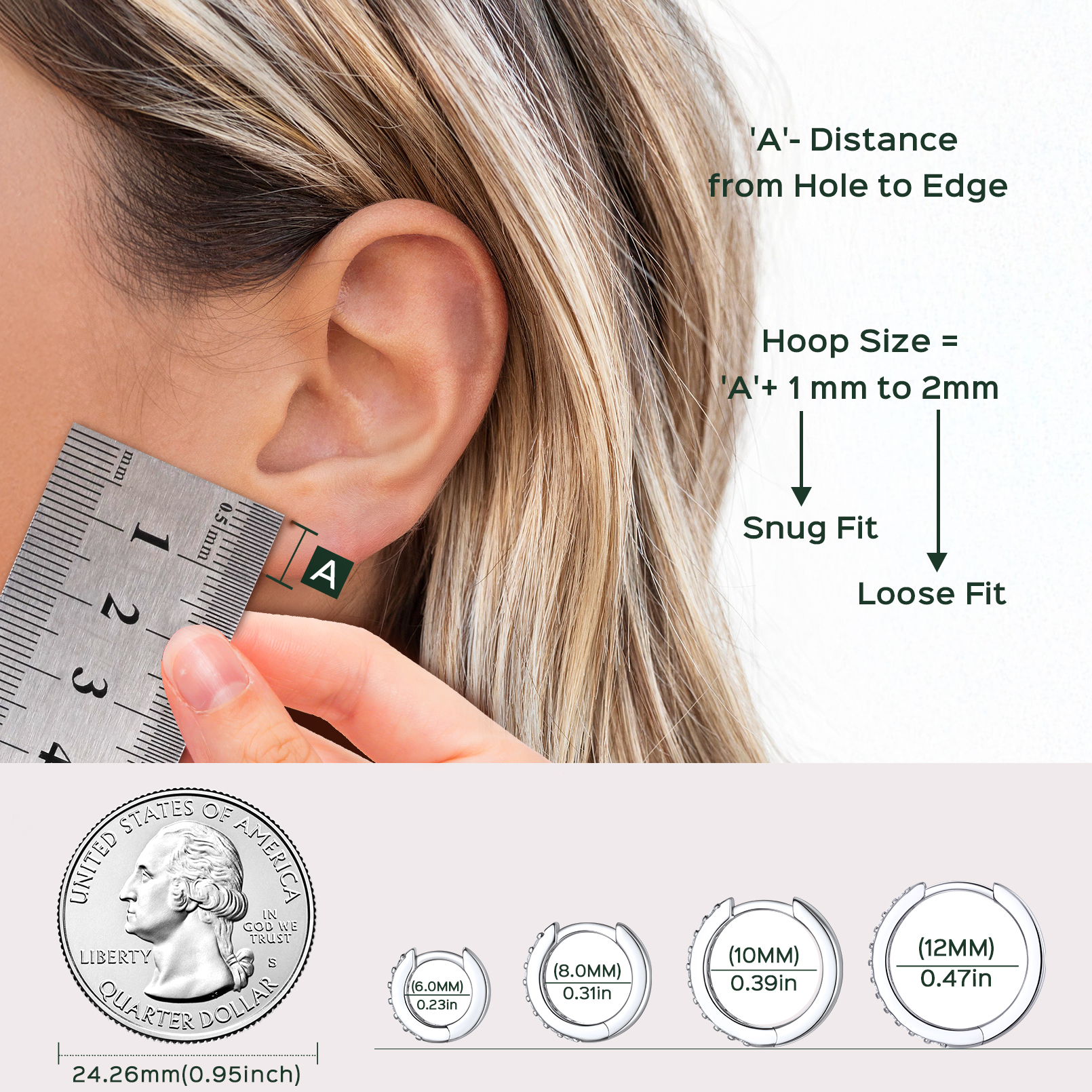 ChicSilver 925 Sterling Silver Small Hoop Earrings for Women Cubic Zirconia 8MM