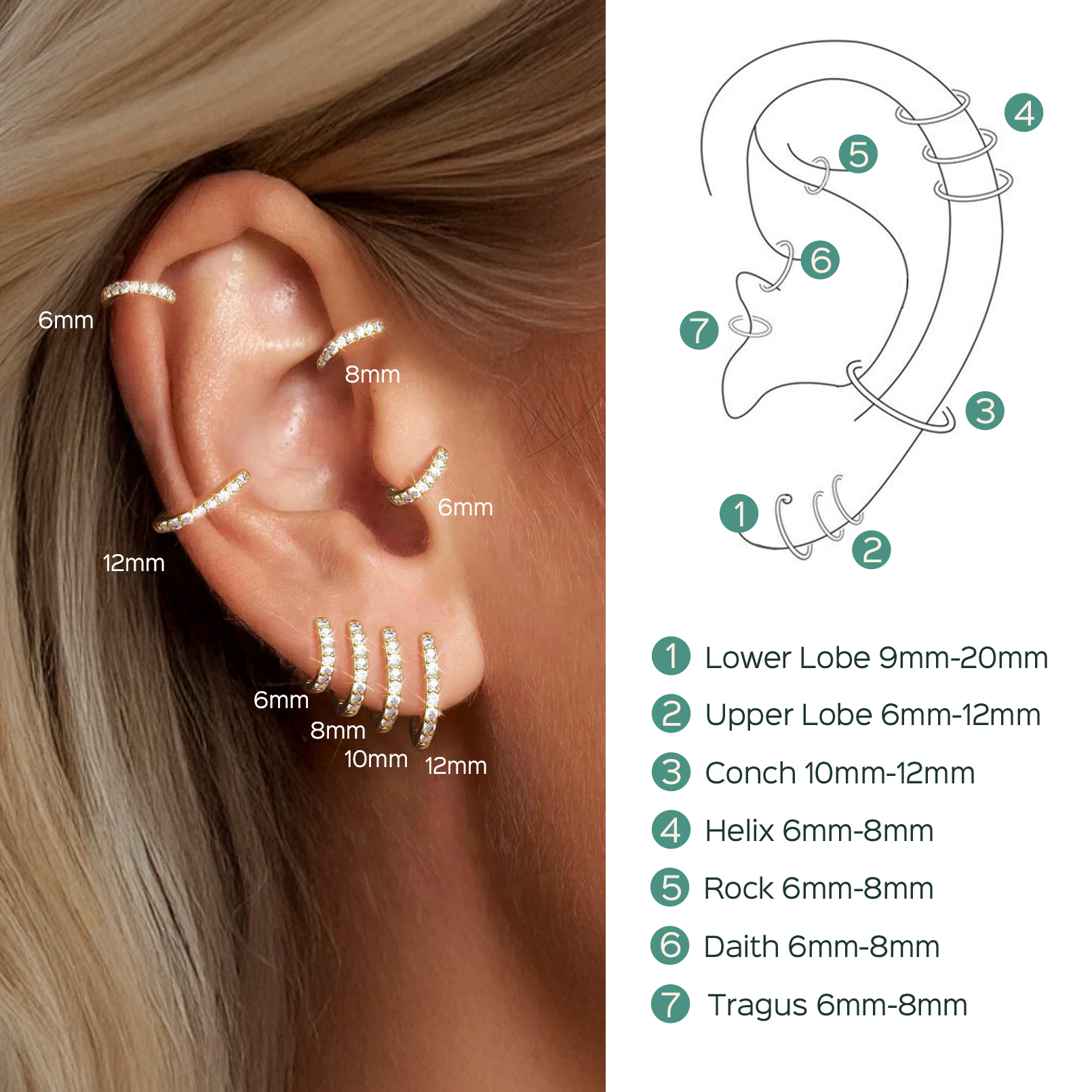 ChicSilver 925 Sterling Silver Small Hoop Earrings for Women Cubic Zirconia 8MM