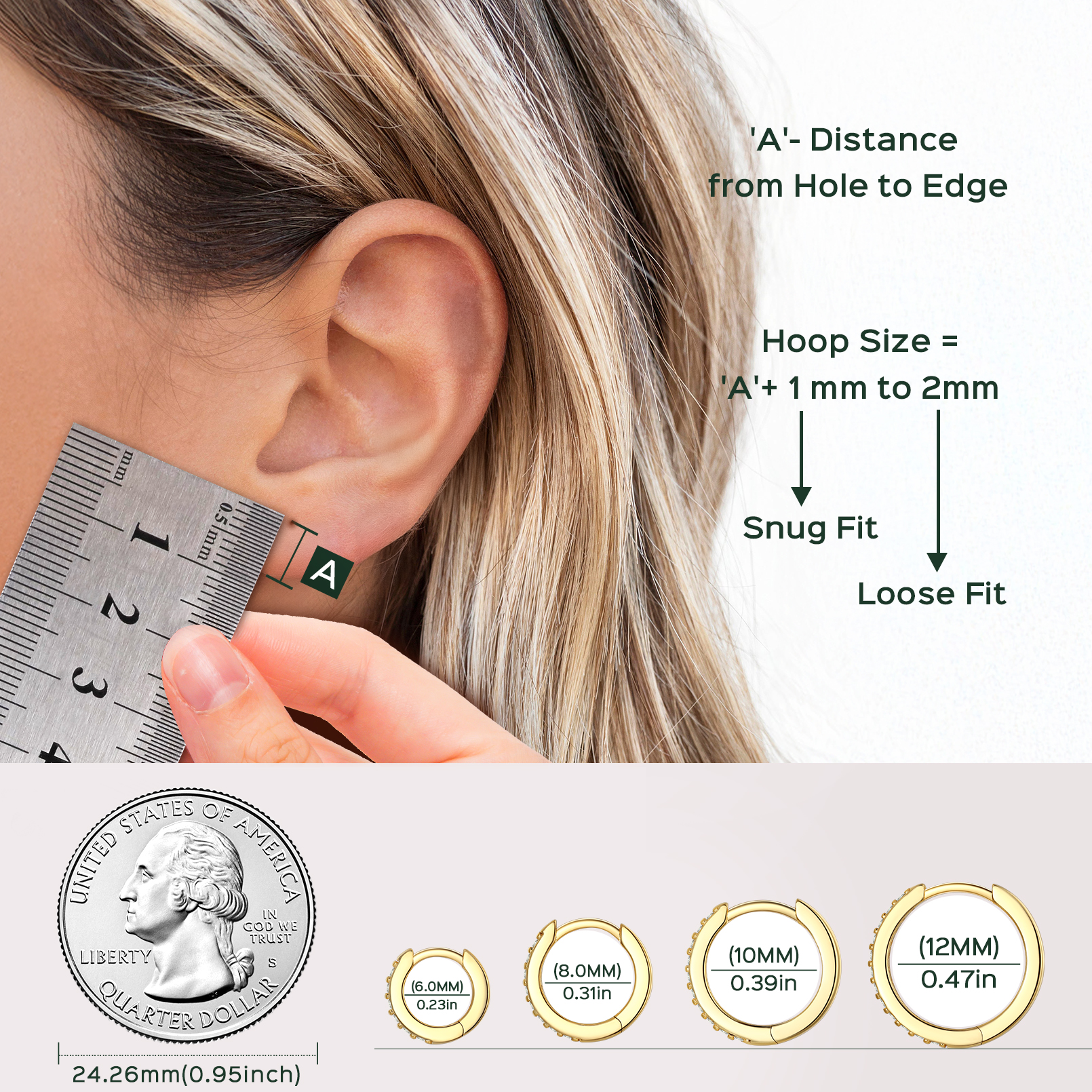 ChicSilver 925 Sterling Silver Small Hoop Earrings for Women Cubic Zirconia 8MM