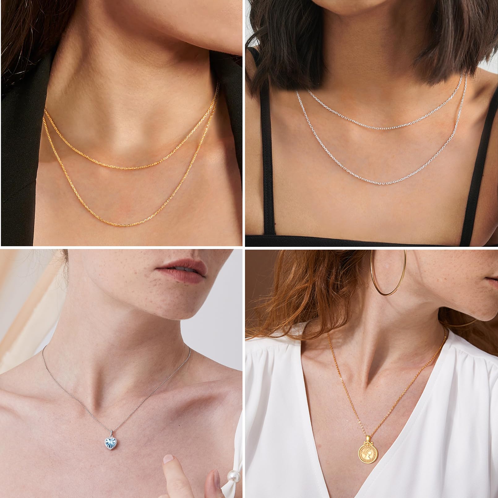 ChicSilver 925 Italian Sterling Silver Necklace Cable Chain for Women 1-2mm Sturdy Thin 16" to 24", Lobster Clasp, Jewelry Unisex