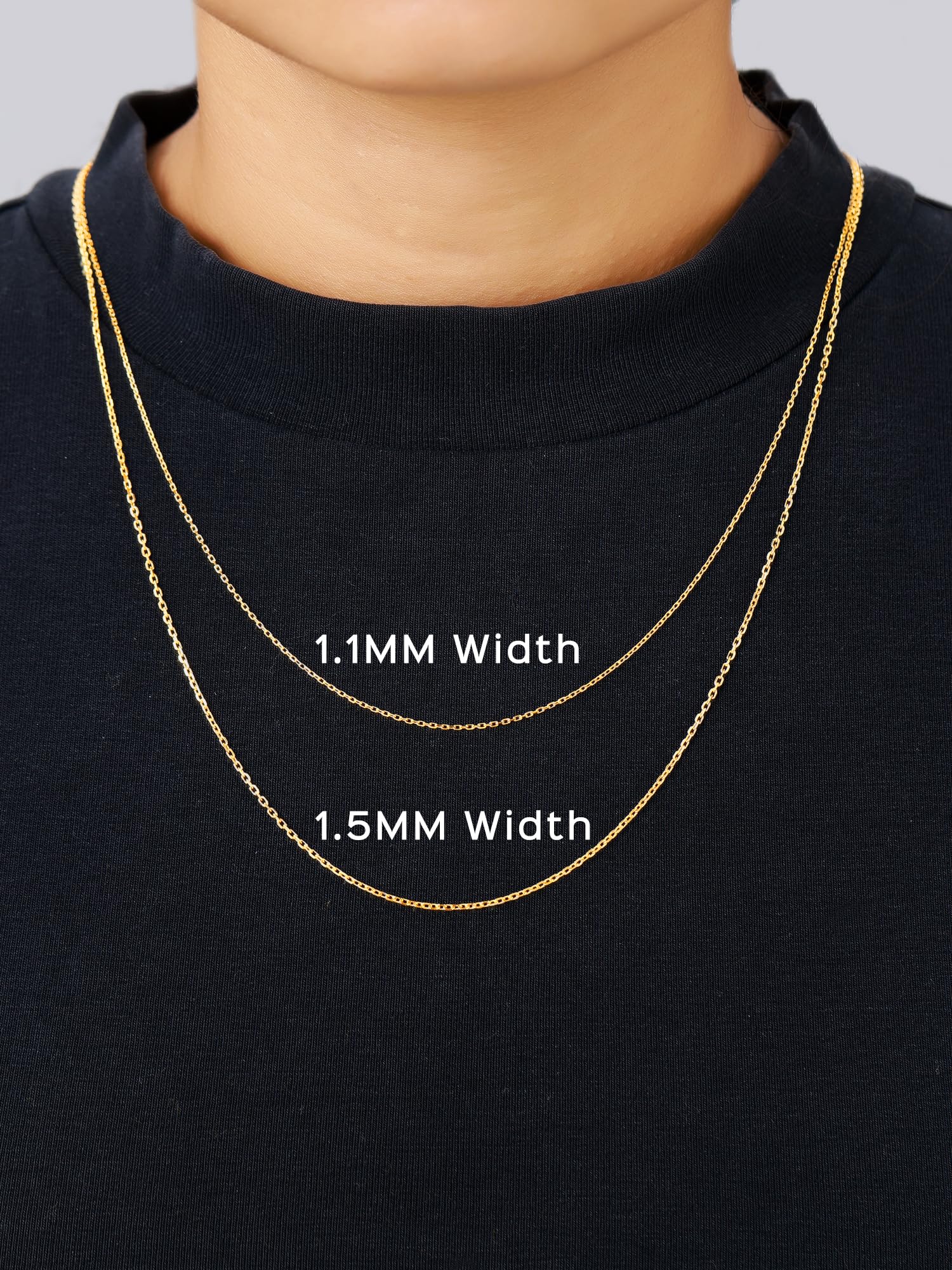 ChicSilver 925 Italian Sterling Silver Necklace Cable Chain for Women 1-2mm Sturdy Thin 16" to 24", Lobster Clasp, Jewelry Unisex