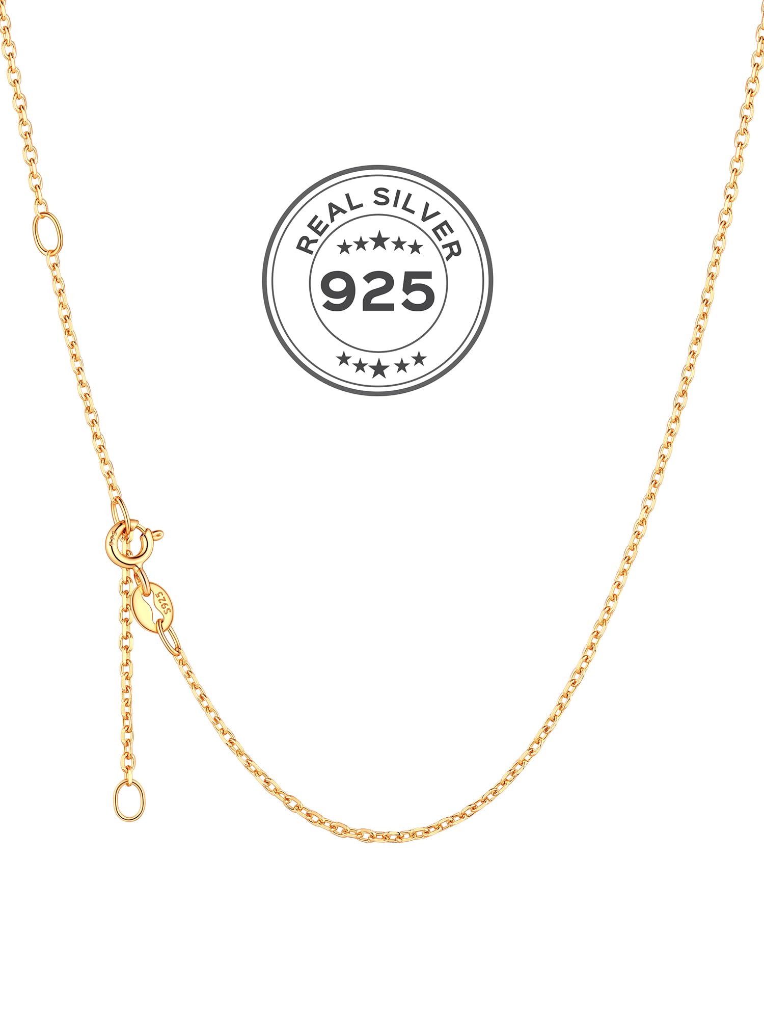 ChicSilver 925 Italian Sterling Silver Necklace Cable Chain for Women 1-2mm Sturdy Thin 16" to 24", Lobster Clasp, Jewelry Unisex