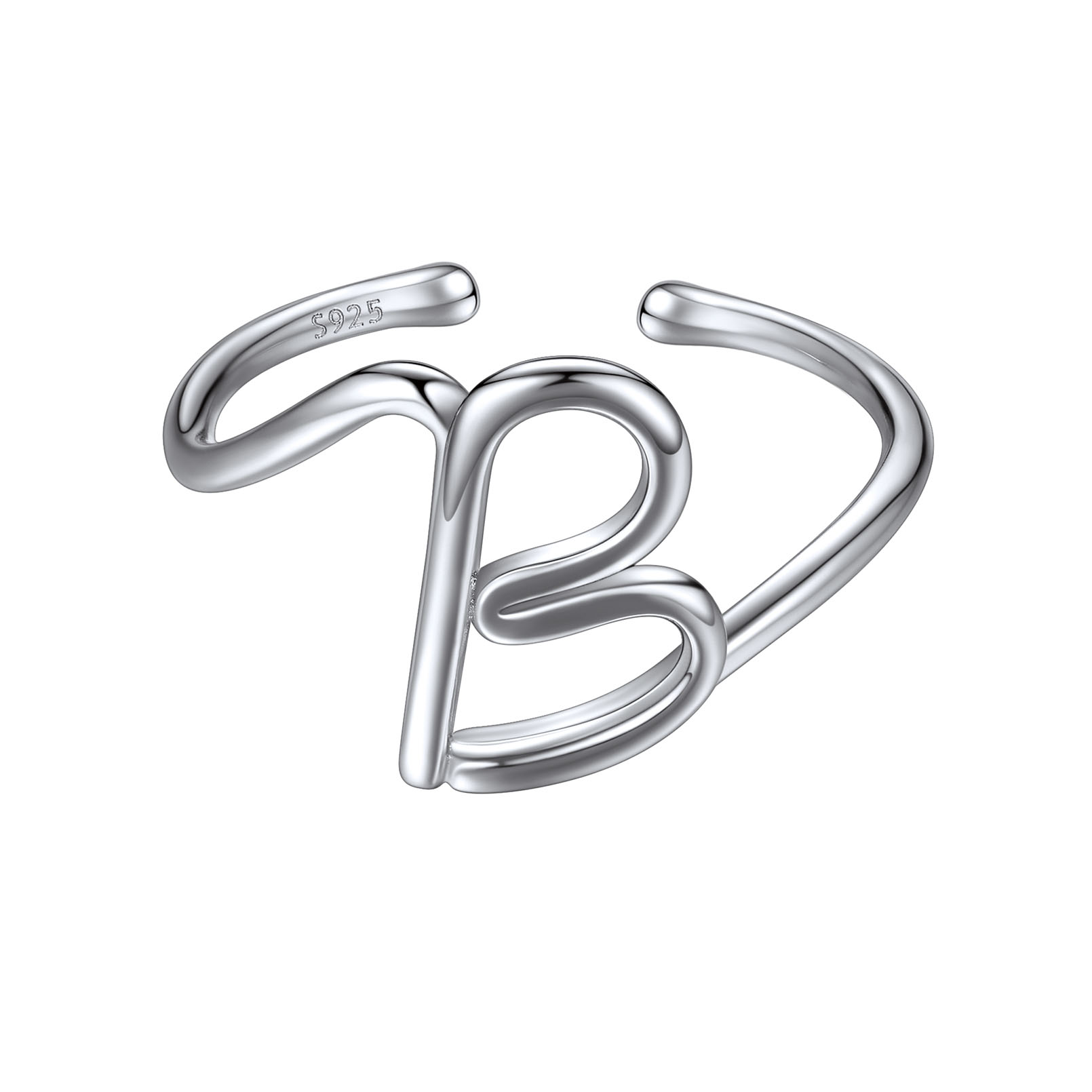 ChicSilver 925 Sterling Silver Adjustable Initial Letter Ring A-Z Stackable Ring for Women Cute Thumb Pinky Fashion Unique Open Simple Birthday Gifts Jewelry