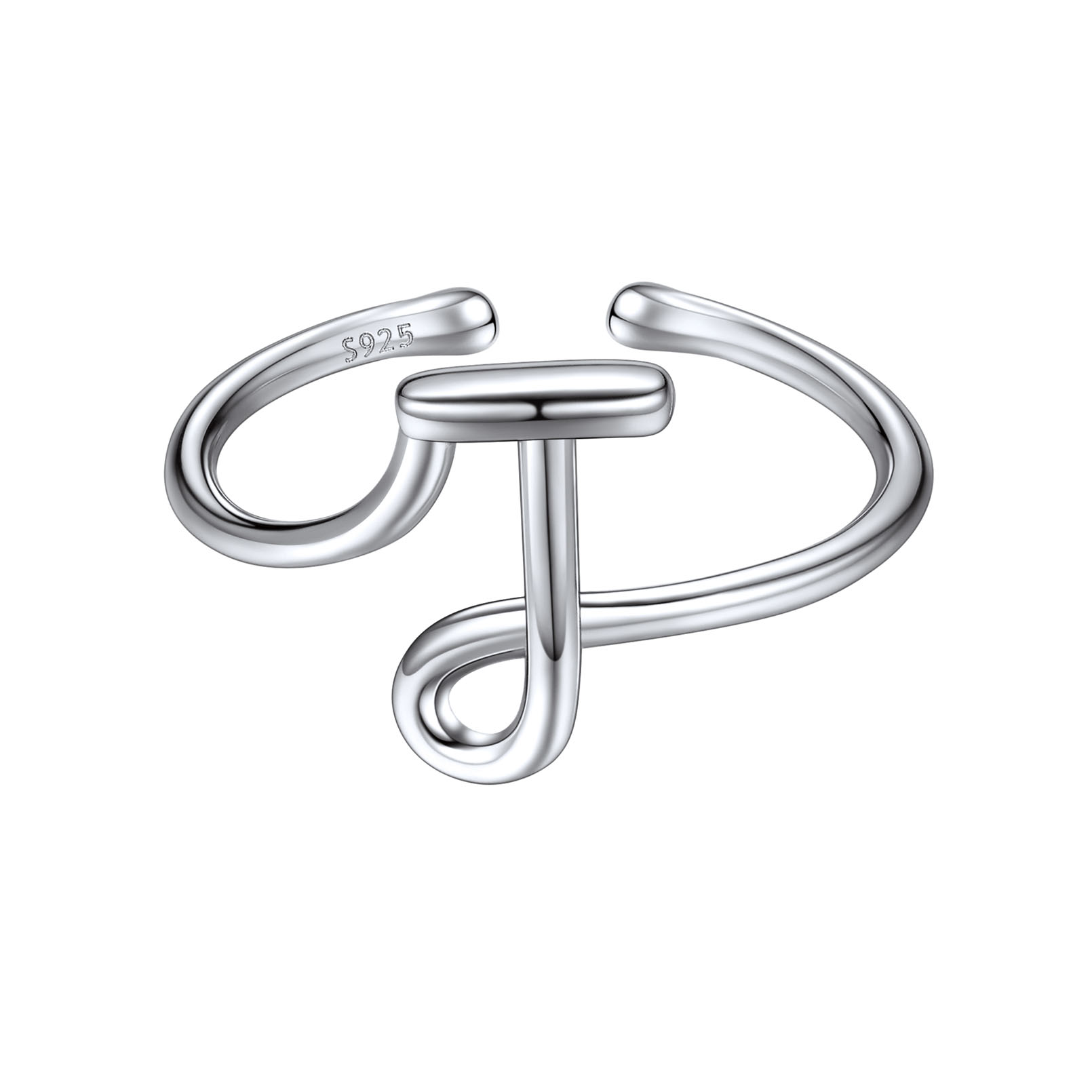 ChicSilver 925 Sterling Silver Adjustable Initial Letter Ring A-Z Stackable Ring for Women Cute Thumb Pinky Fashion Unique Open Simple Birthday Gifts Jewelry
