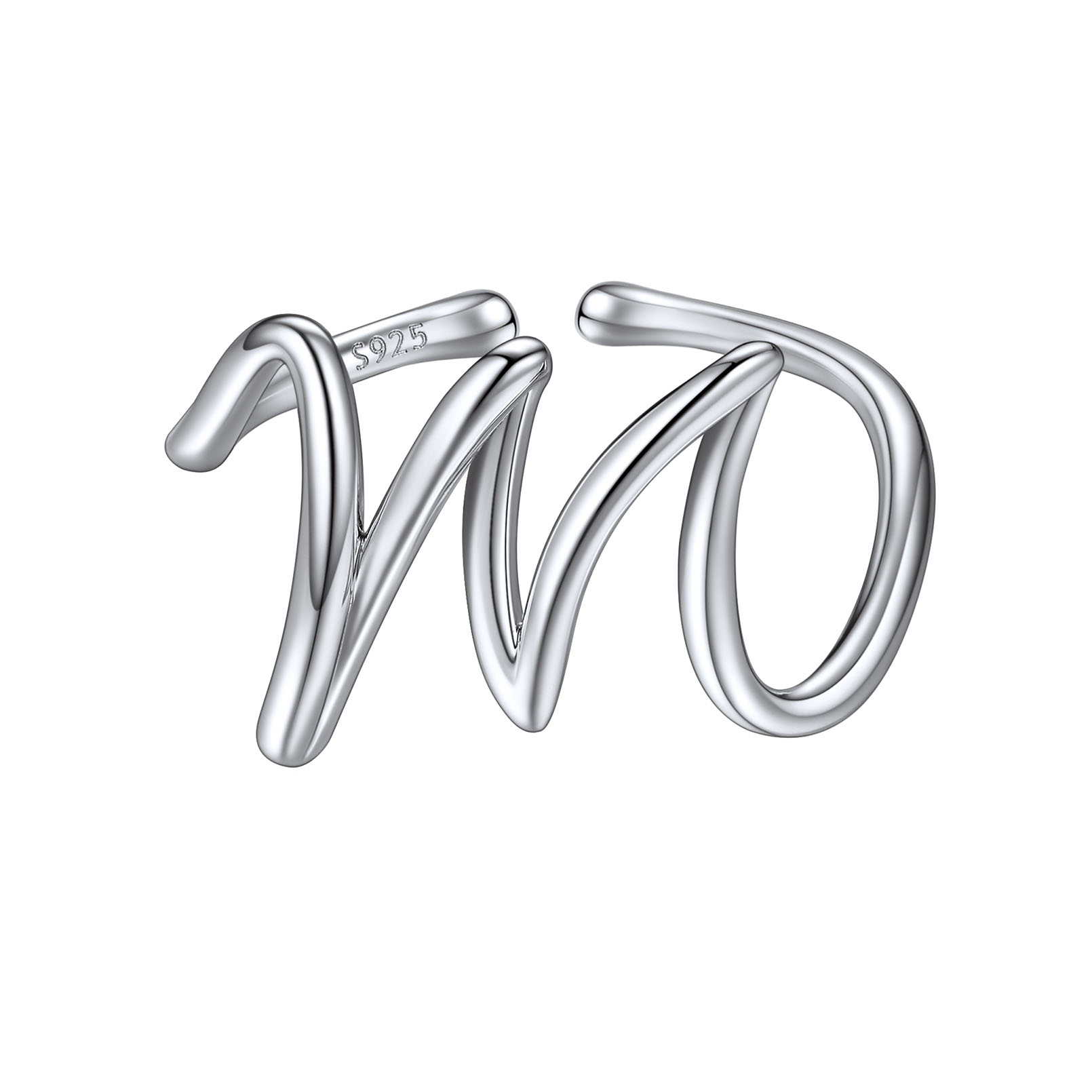 ChicSilver 925 Sterling Silver Adjustable Initial Letter Ring A-Z Stackable Ring for Women Cute Thumb Pinky Fashion Unique Open Simple Birthday Gifts Jewelry