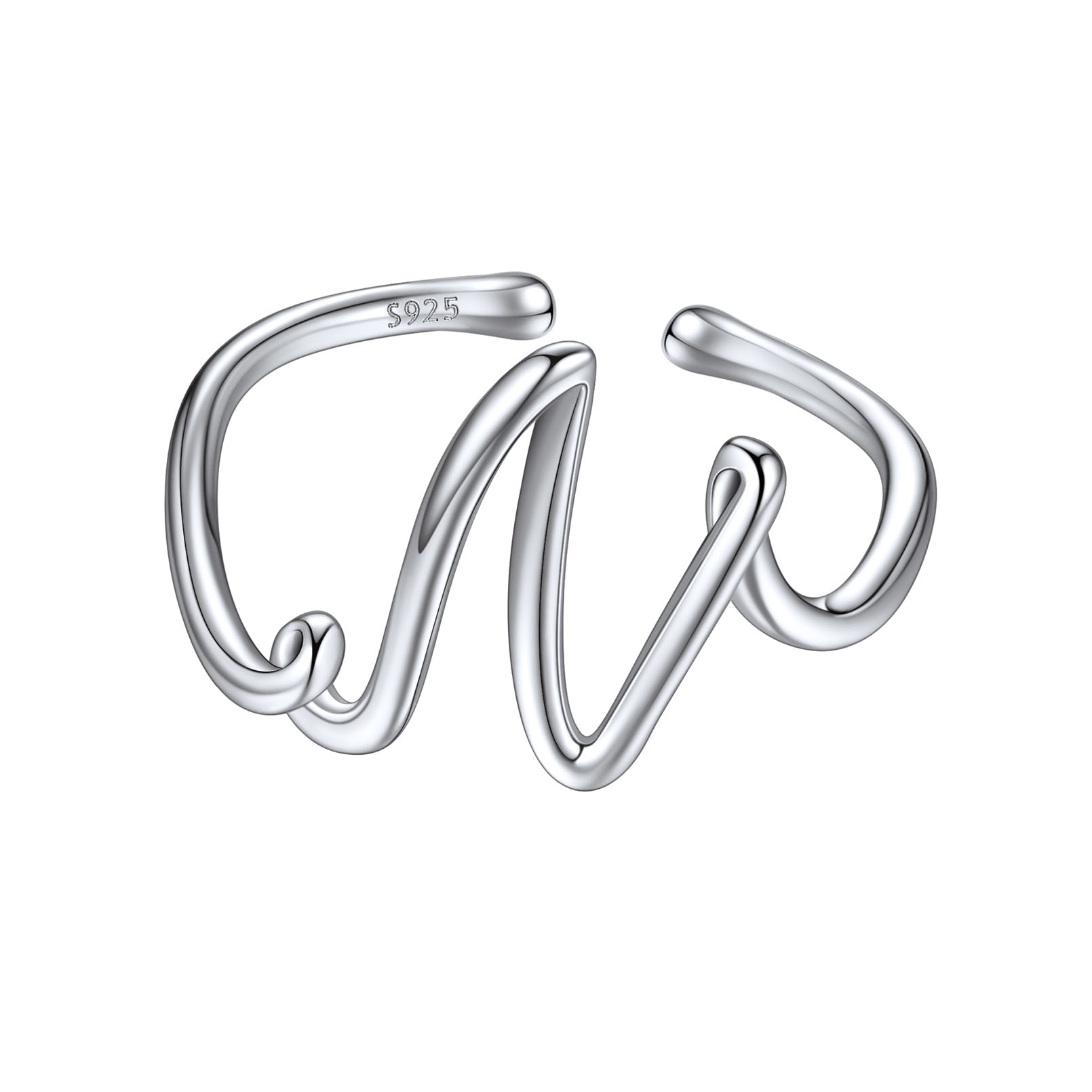 ChicSilver 925 Sterling Silver Adjustable Initial Letter Ring A-Z Stackable Ring for Women Cute Thumb Pinky Fashion Unique Open Simple Birthday Gifts Jewelry