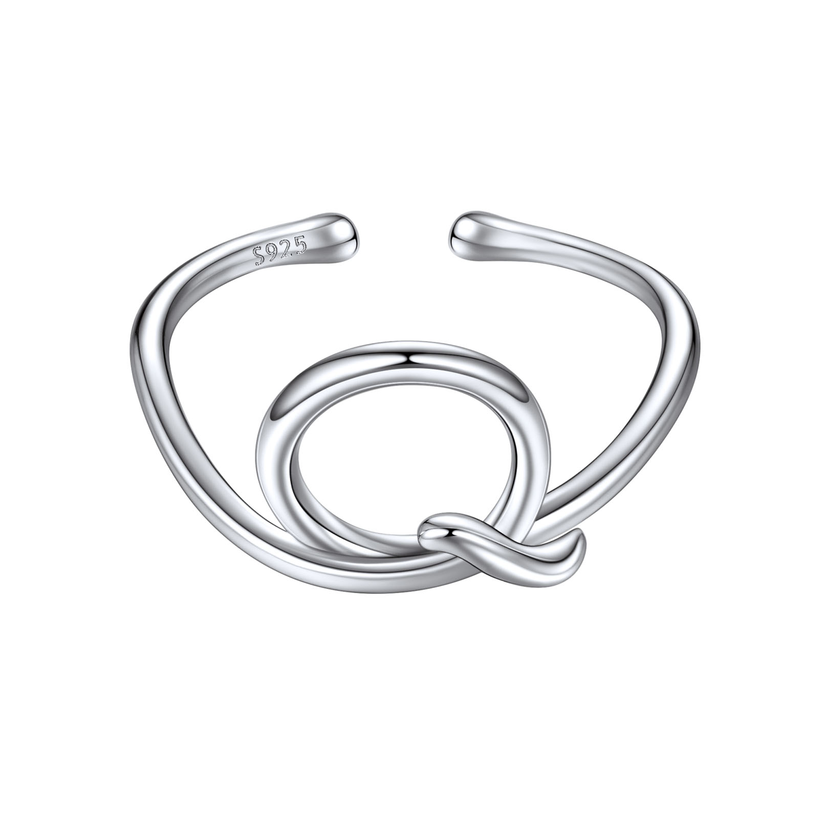 ChicSilver 925 Sterling Silver Adjustable Initial Letter Ring A-Z Stackable Ring for Women Cute Thumb Pinky Fashion Unique Open Simple Birthday Gifts Jewelry