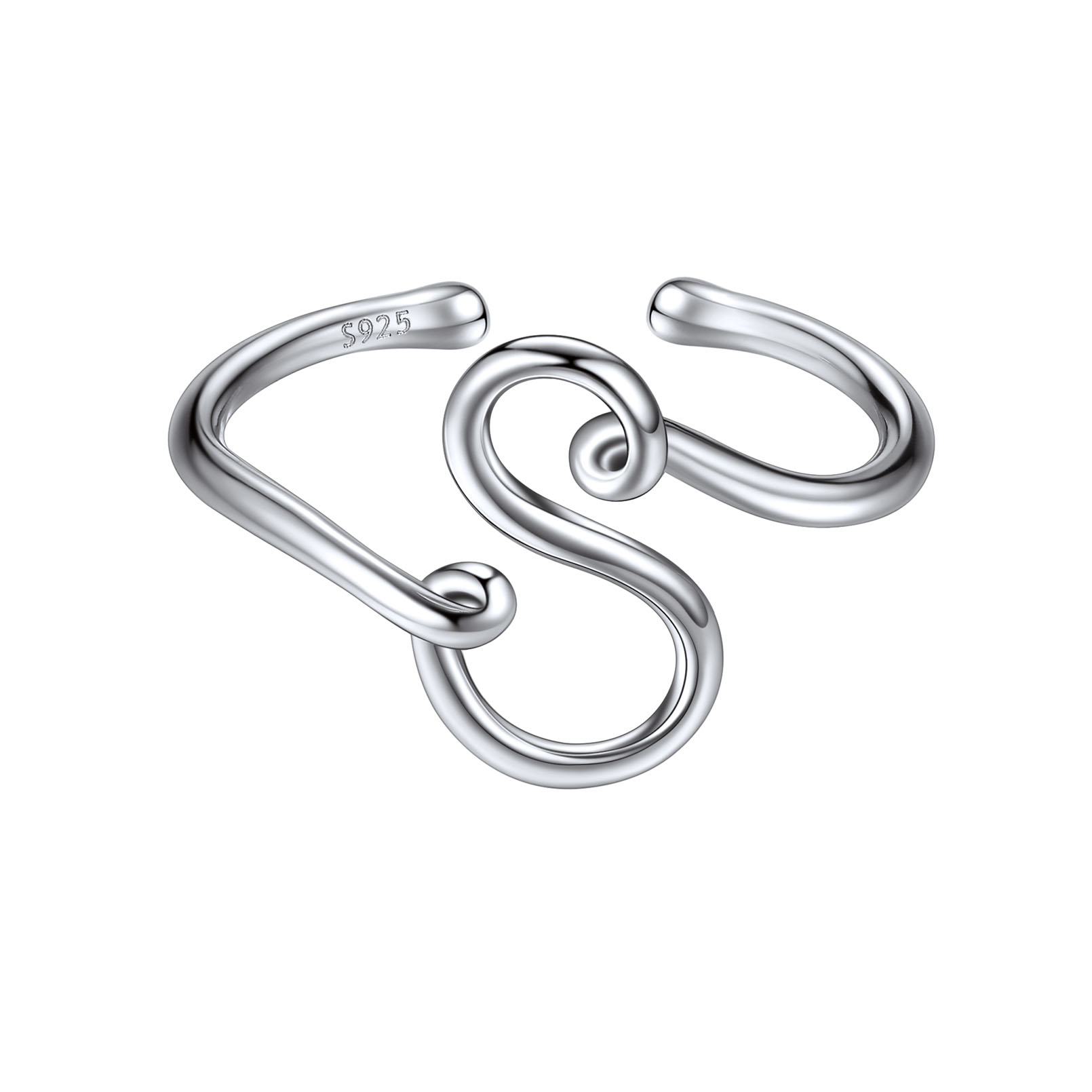 ChicSilver 925 Sterling Silver Adjustable Initial Letter Ring A-Z Stackable Ring for Women Cute Thumb Pinky Fashion Unique Open Simple Birthday Gifts Jewelry