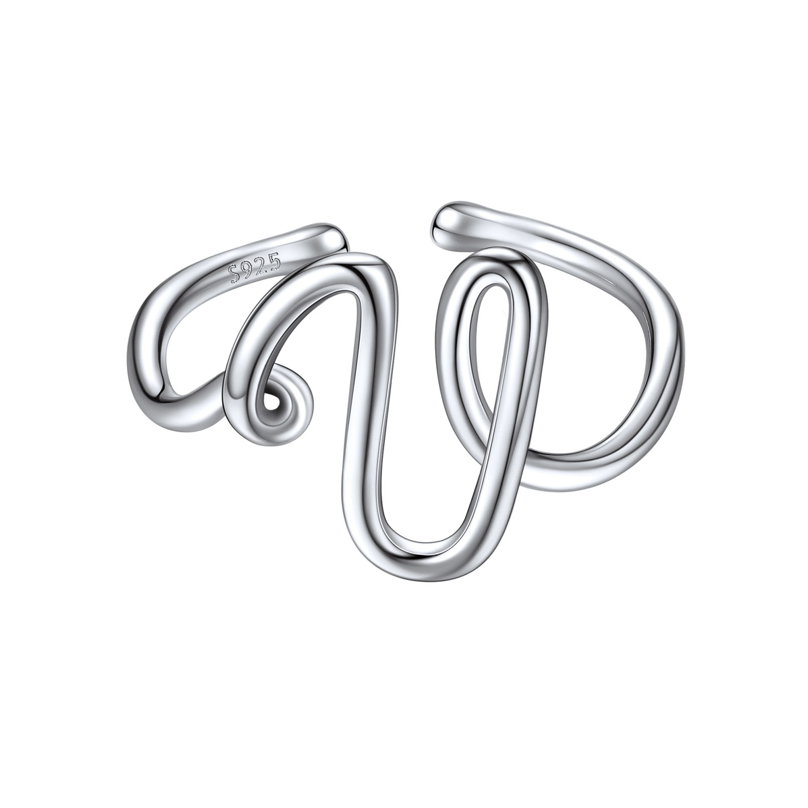 ChicSilver 925 Sterling Silver Adjustable Initial Letter Ring A-Z Stackable Ring for Women Cute Thumb Pinky Fashion Unique Open Simple Birthday Gifts Jewelry