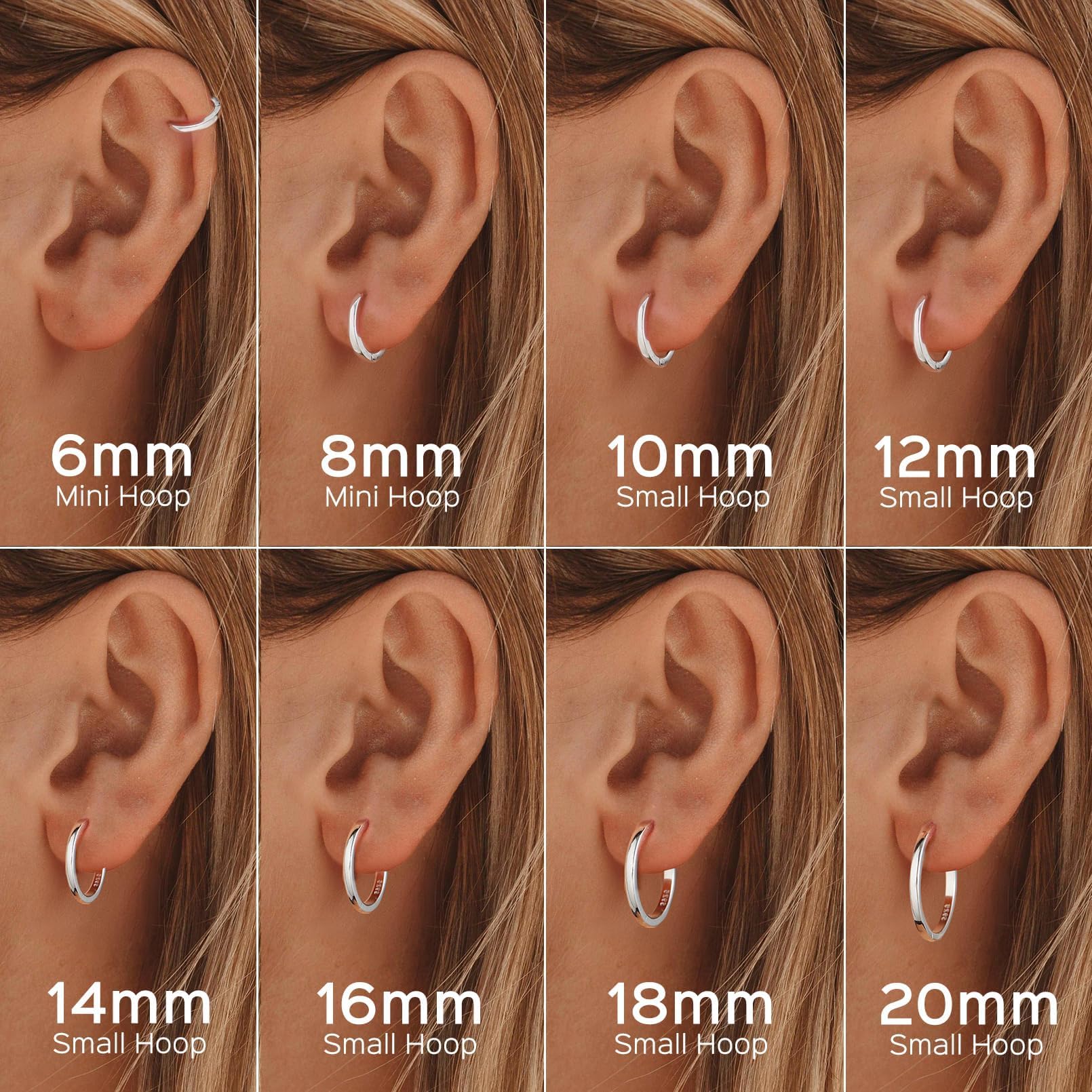 ChicSilver Hypoallergenic 925 Sterling Silver Huggie Earrings for Women Sterling Silver Hoop Earrings for Women Small Hoops