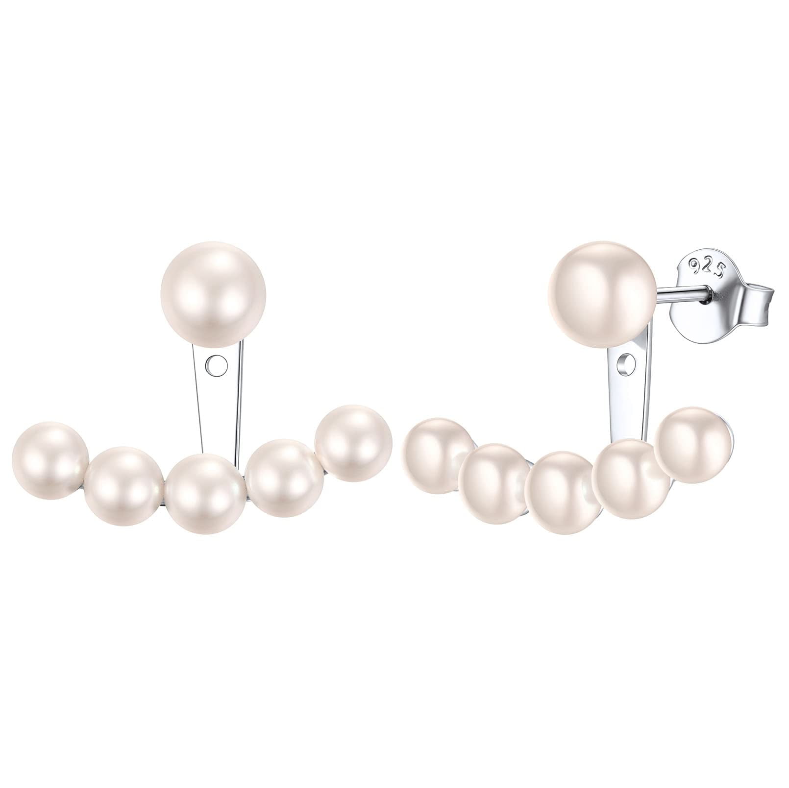 ChicSilver Front Back Stud Earrings Ear Jacket Earrings 925 Sterling Silver Jewelry for Women Girls (Silver)