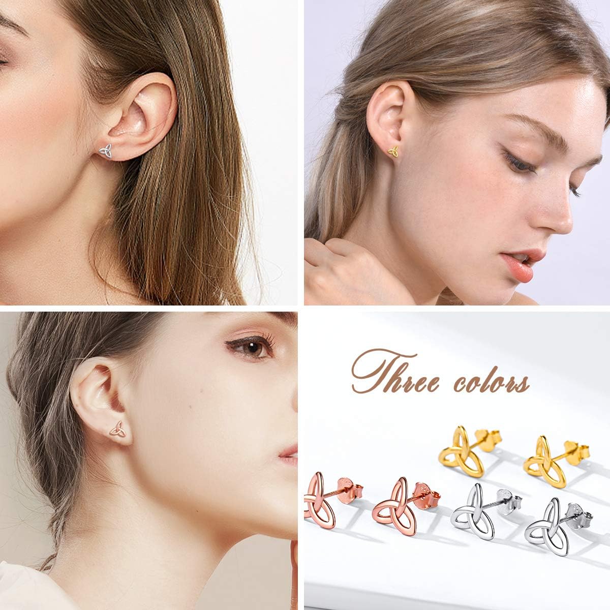 ChicSilver Sterling Silver Celtic Knot Stud Earrings for Women 10 mm Delicate Tiny Triangle Ear Studs Irish Triquetra Celtic Trinity Knot Earrings Irish Small Jewelry