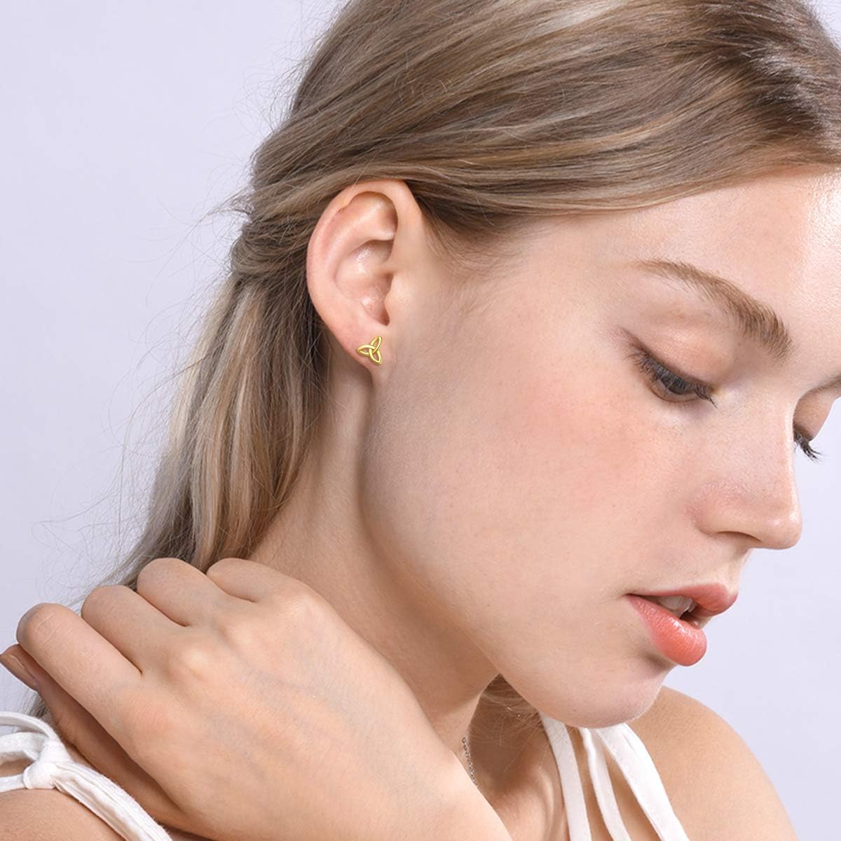 ChicSilver Sterling Silver Celtic Knot Stud Earrings for Women 10 mm Delicate Tiny Triangle Ear Studs Irish Triquetra Celtic Trinity Knot Earrings Irish Small Jewelry