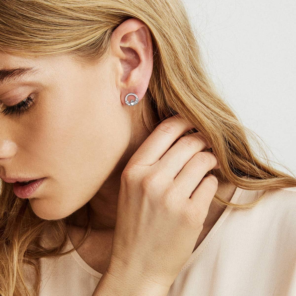 ChicSilver Sterling Silver Celtic Knot Stud Earrings for Women 10 mm Delicate Tiny Triangle Ear Studs Irish Triquetra Celtic Trinity Knot Earrings Irish Small Jewelry