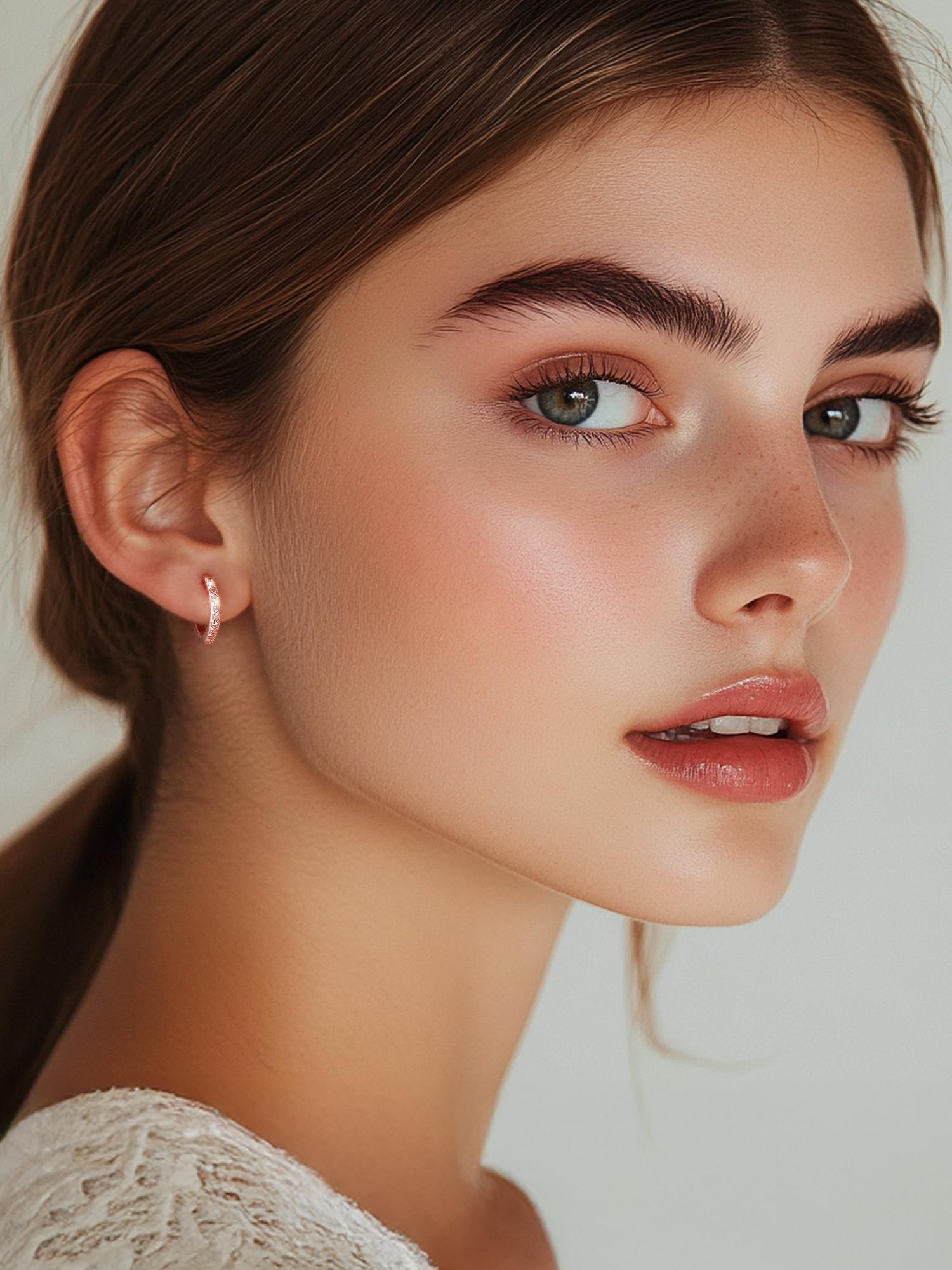 ChicSilver 925 Sterling Silver Small Hoop Earrings for Women Cubic Zirconia 8MM