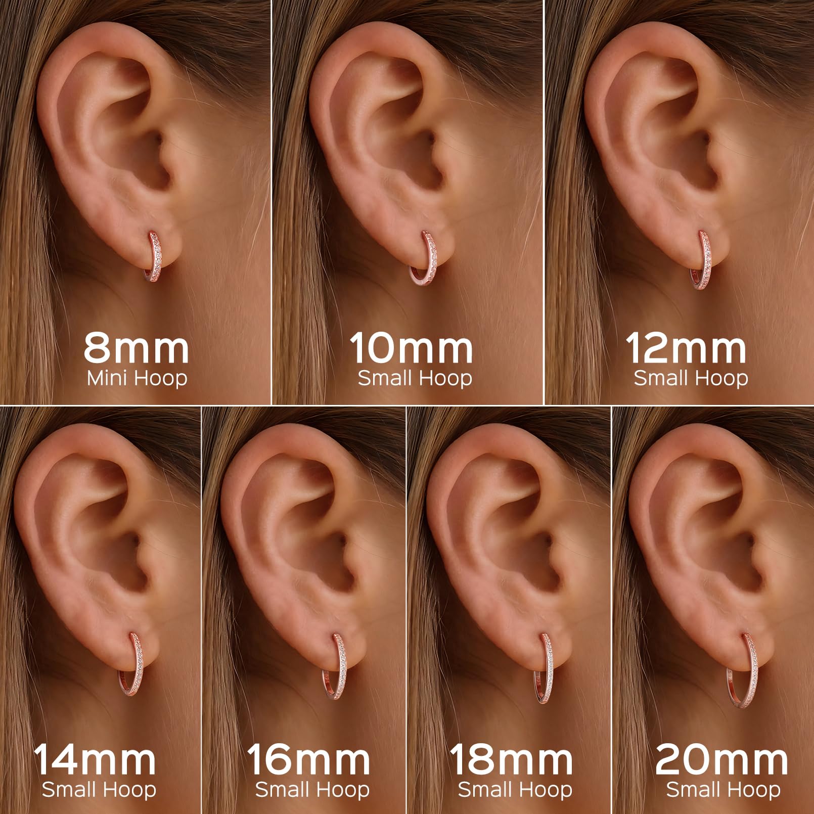 ChicSilver 925 Sterling Silver Small Hoop Earrings for Women Cubic Zirconia 8MM