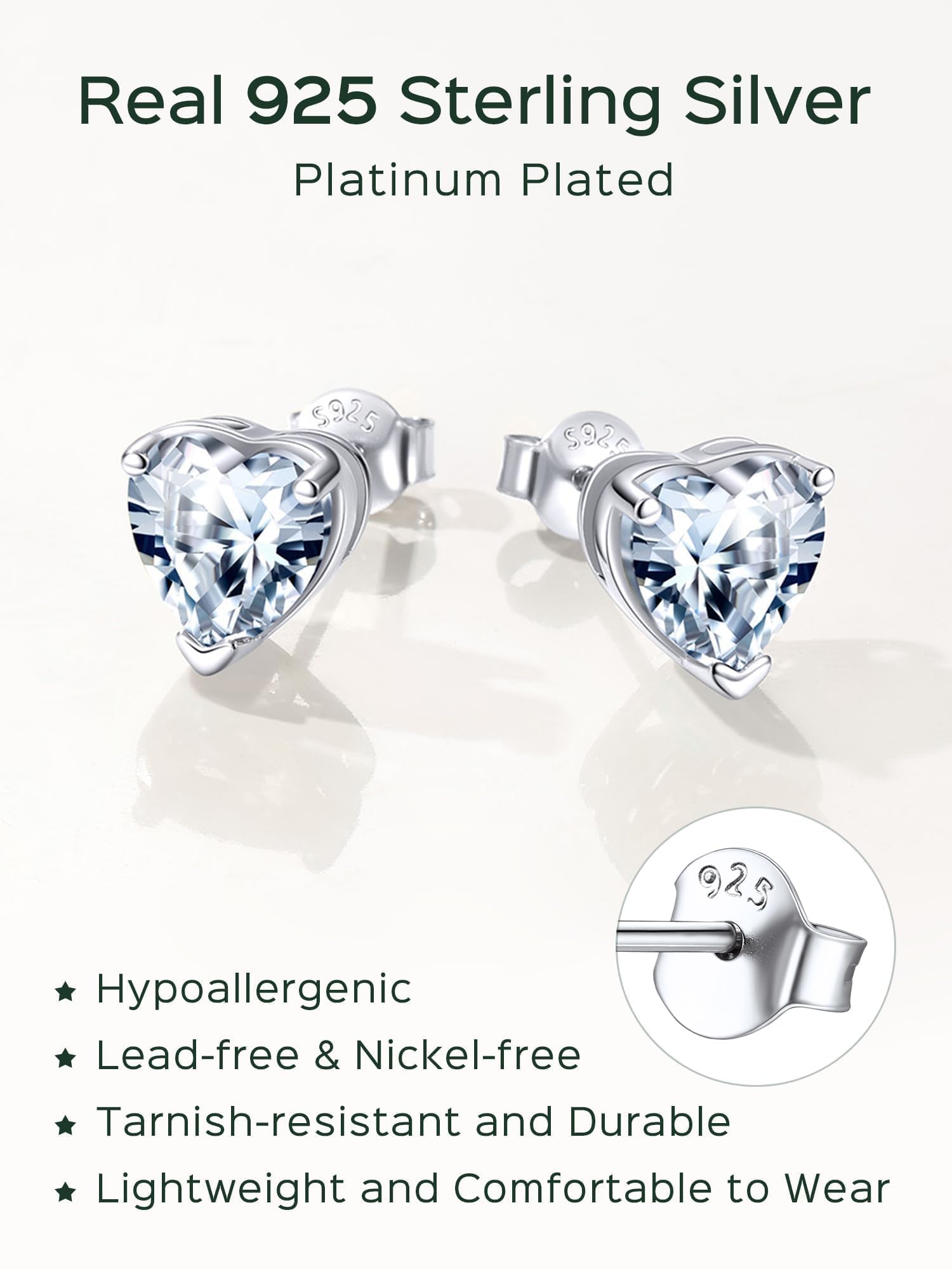 ChicSilver 925 Sterling Silver Simulated Garnet Birthstone Stud Earrings for Women, 8MM / 2Carat Round Cut Hypoallergenic Birthday Gift for Her
