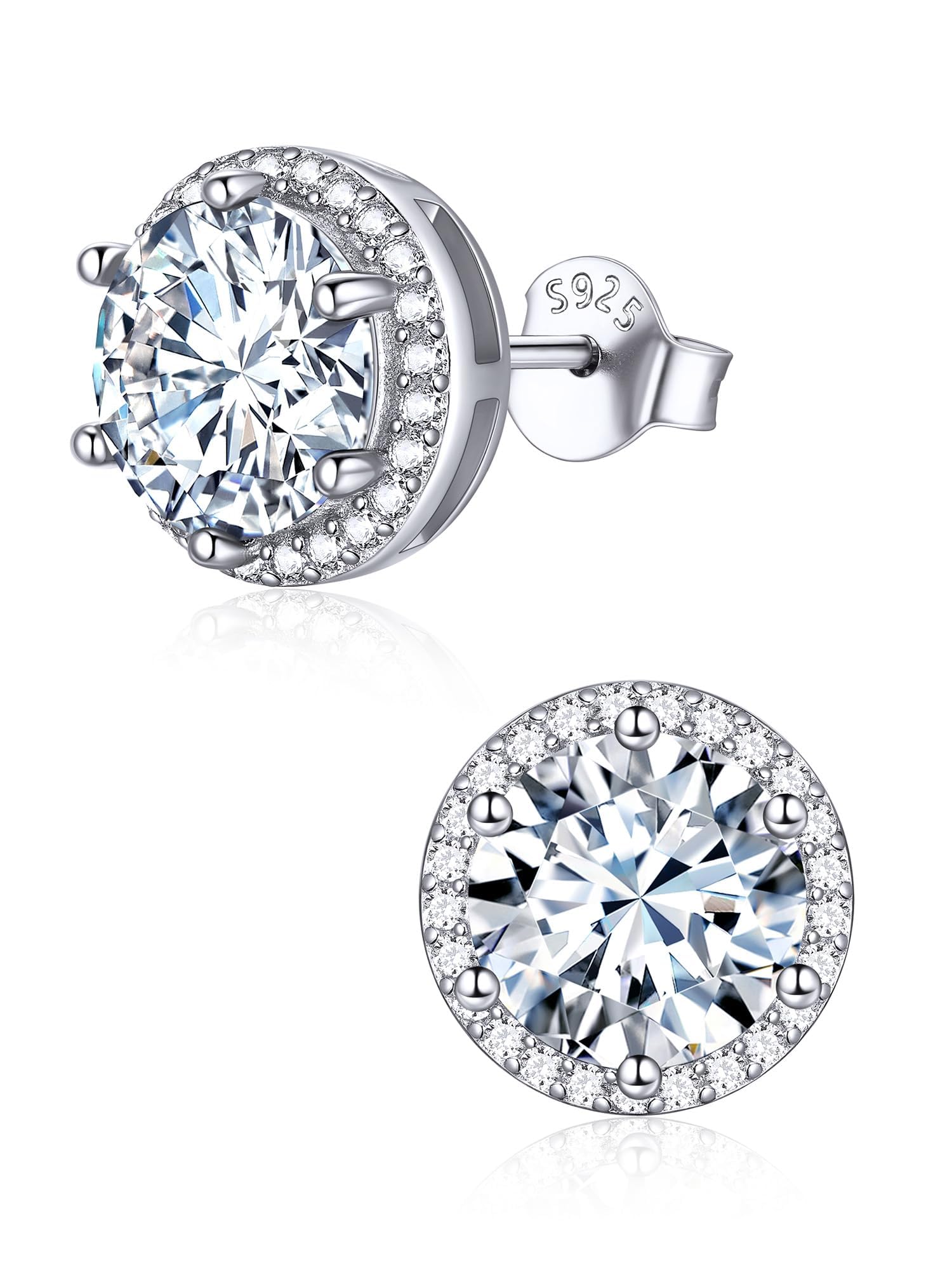 ChicSilver 925 Sterling Silver Birthstone Earrings for Women, January Garnet 8MM/2 Carat Heart CZ Stud Earrings, Birthday Jewelry Gift for Her