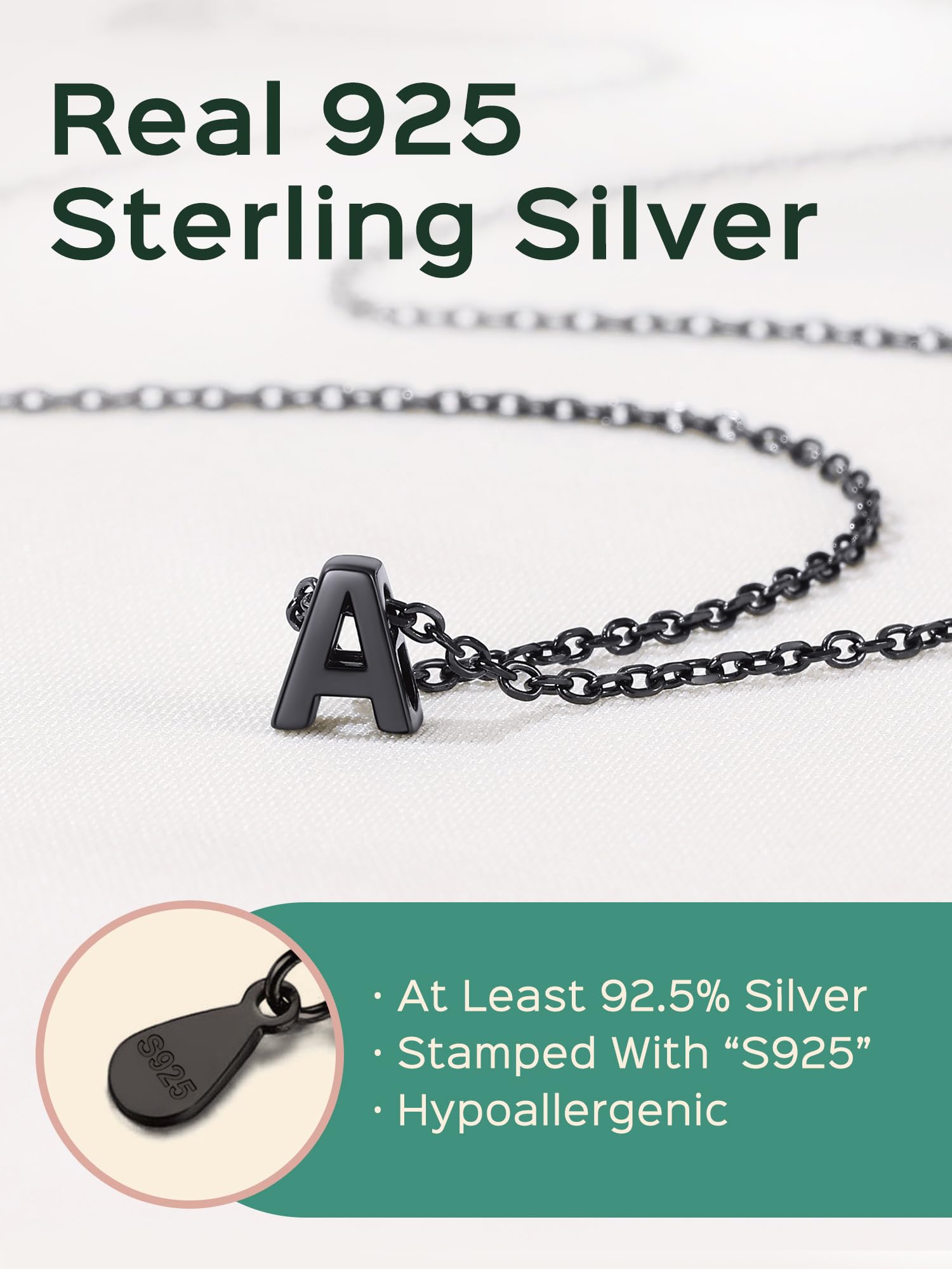 ChicSilver Letter A-Z Necklace 925 Sterling Silver Small Dainty Initial Pendant Necklace Personalized Name Necklace Tiny Alphabet Charm Necklace for Girls