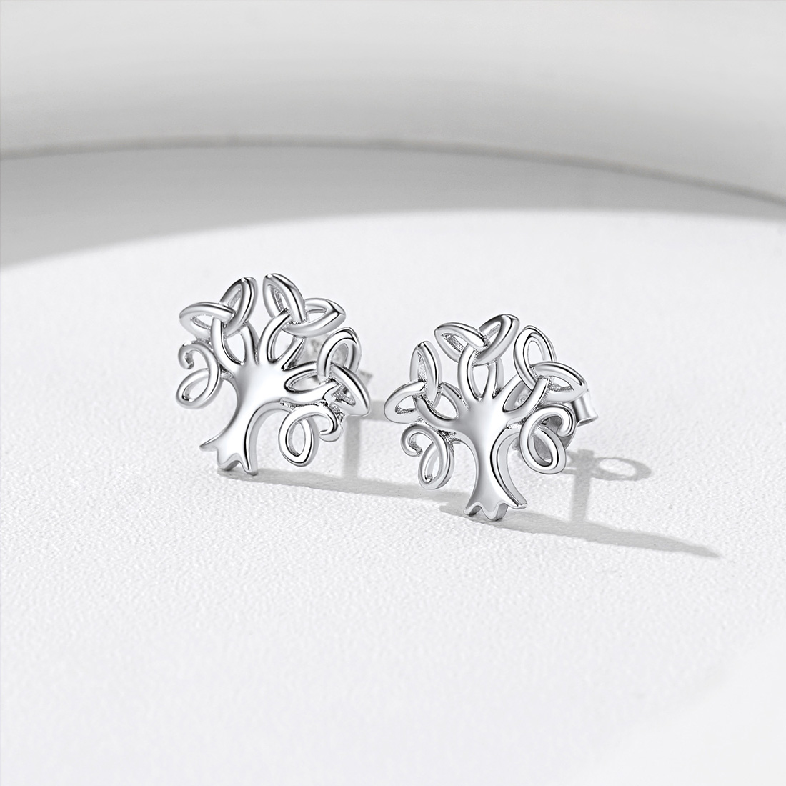 ChicSilver Sterling Silver Celtic Knot Stud Earrings for Women 10 mm Delicate Tiny Triangle Ear Studs Irish Triquetra Celtic Trinity Knot Earrings Irish Small Jewelry
