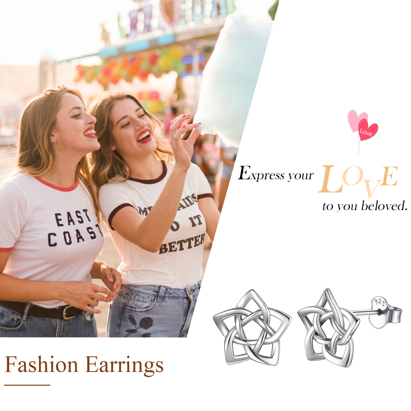 ChicSilver Sterling Silver Celtic Knot Stud Earrings for Women 10 mm Delicate Tiny Triangle Ear Studs Irish Triquetra Celtic Trinity Knot Earrings Irish Small Jewelry