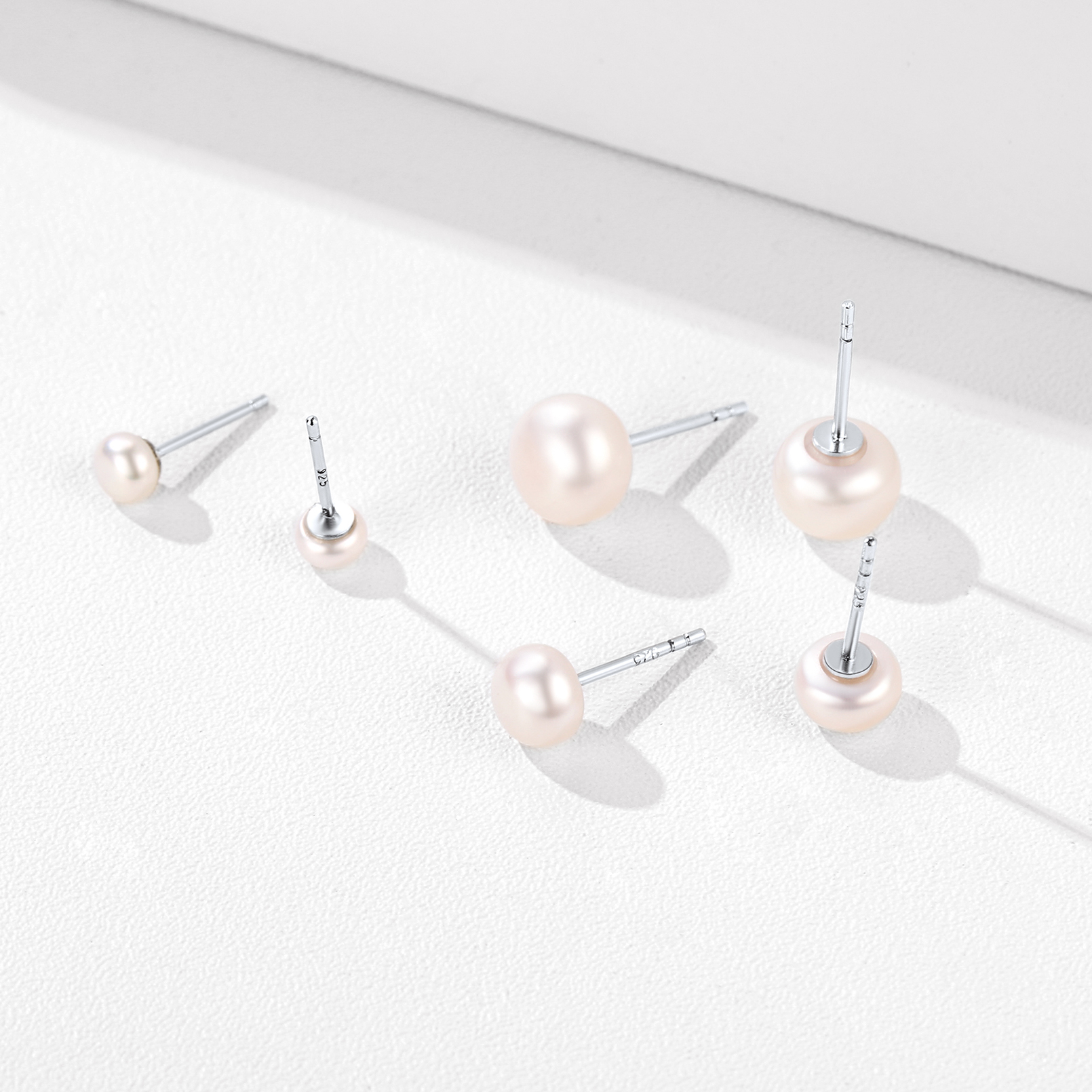 ChicSilver Pearl Earrings for Women 4mm Freshwater Cultured White Button Pearl Stud Earrings 925 Sterling Silver