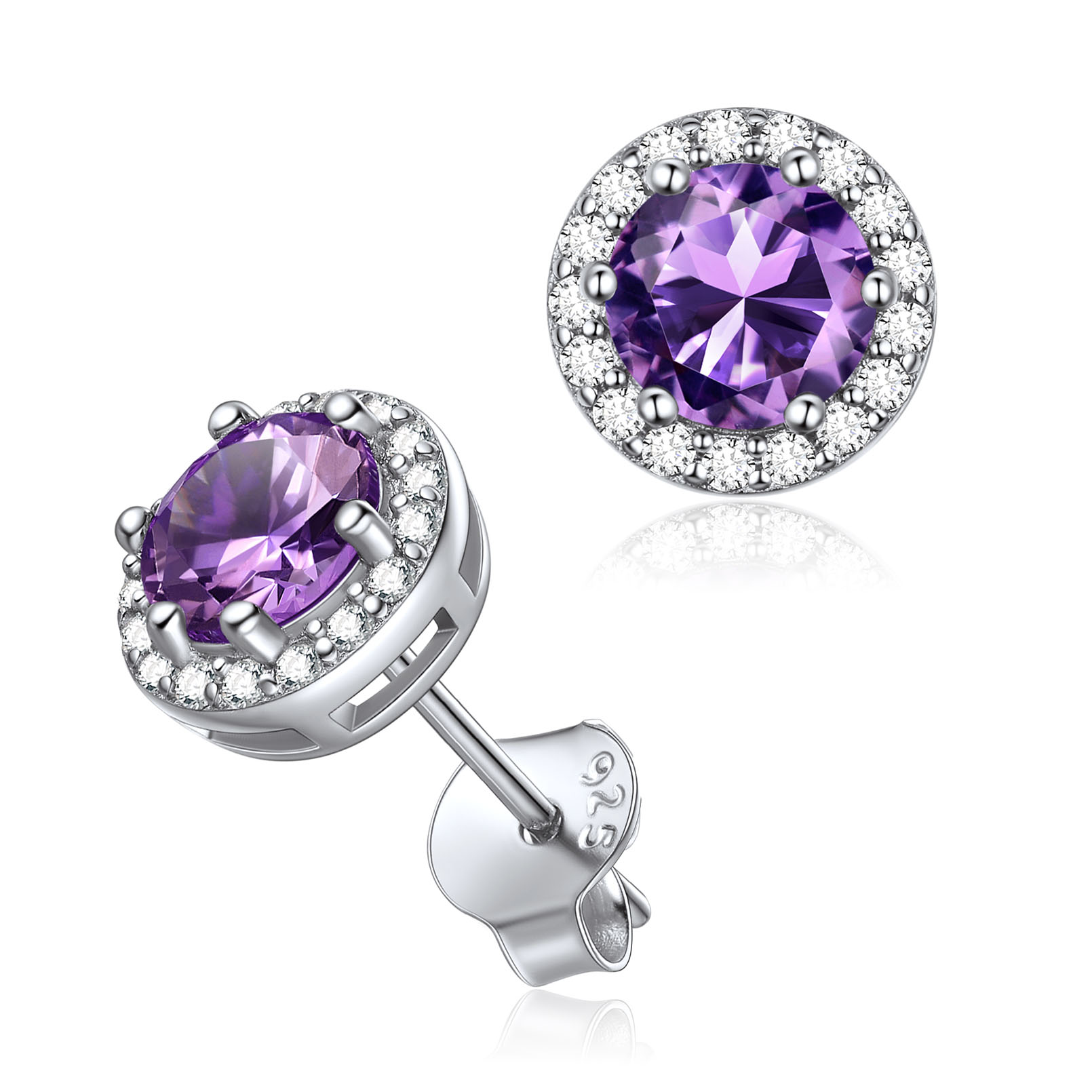 ChicSilver 925 Sterling Silver Birthstone Stud Earrings for Women Hypoallergenic Created Garnet Halo Heart Stud Earrings 5MM January Birthday Jewelry Gift