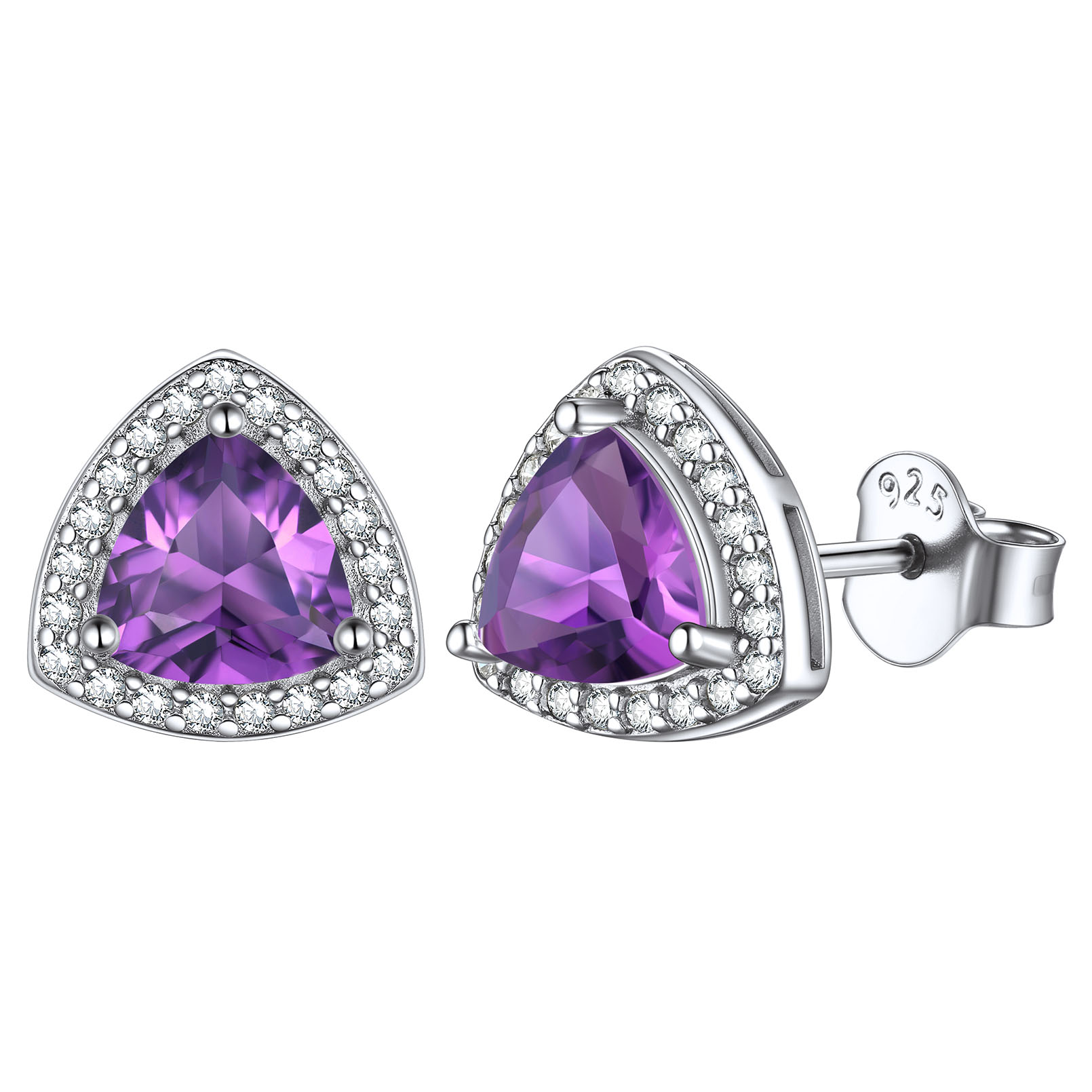 ChicSilver 925 Sterling Silver Birthstone Stud Earrings for Women Hypoallergenic Created Garnet Halo Heart Stud Earrings 5MM January Birthday Jewelry Gift