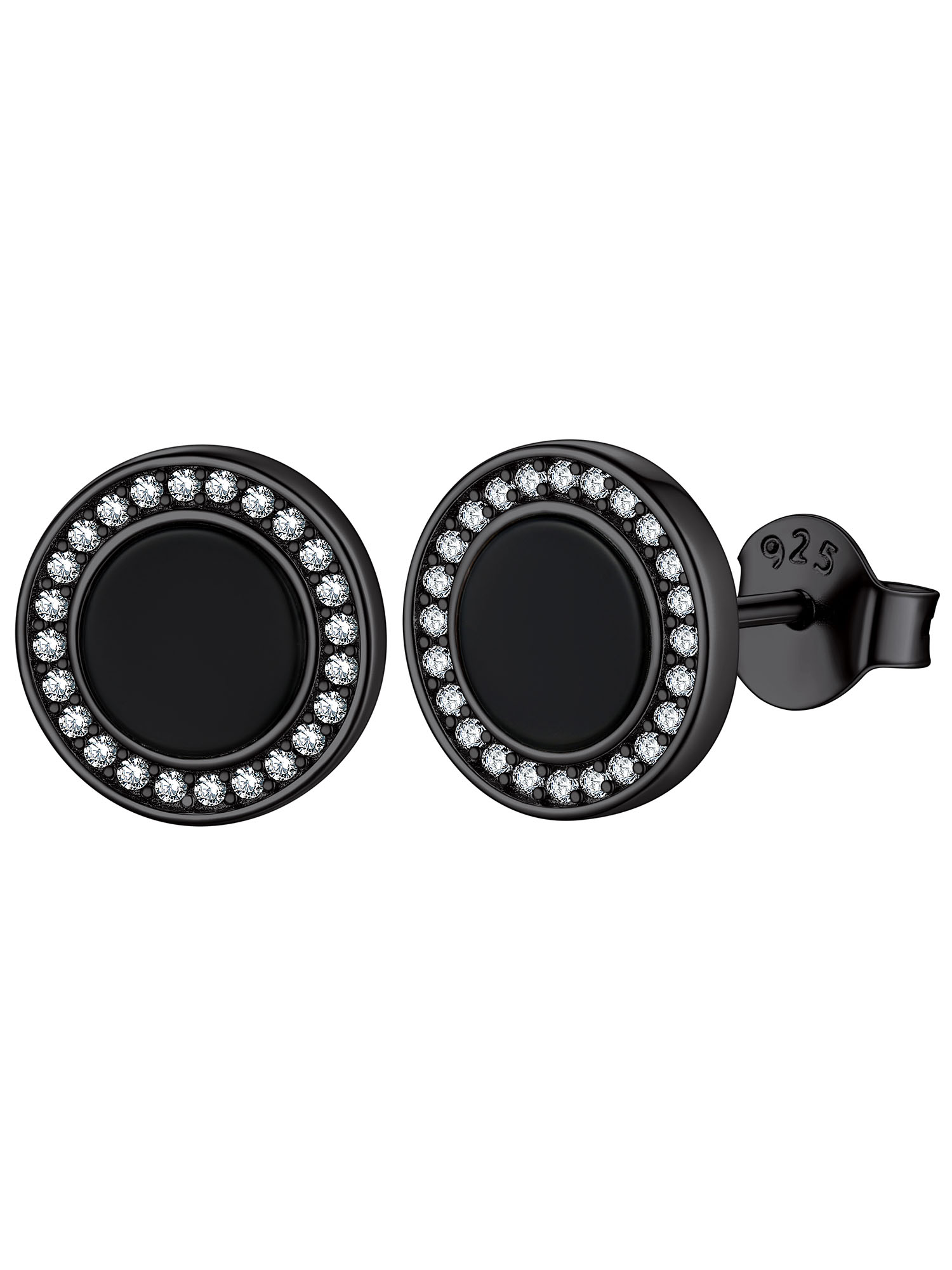 ChicSilver 925 Sterling Silver Rune Earrings for Women Men Black Onyx Stud Earrings Norse Viking Jewelry