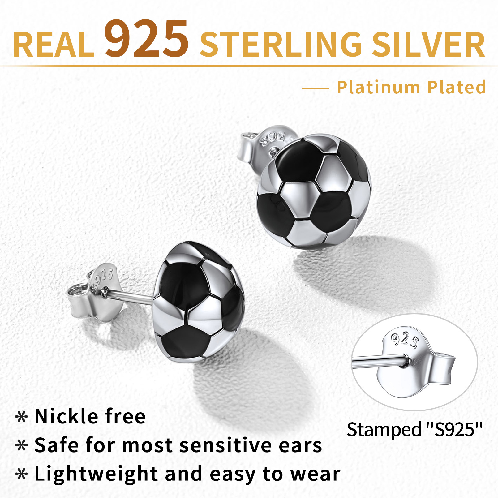 ChicSilver 925 Sterling Silver Stud Earrings Hypoallergenic Baseball/Soccer Earrings Gifts for Women Men Player Fan