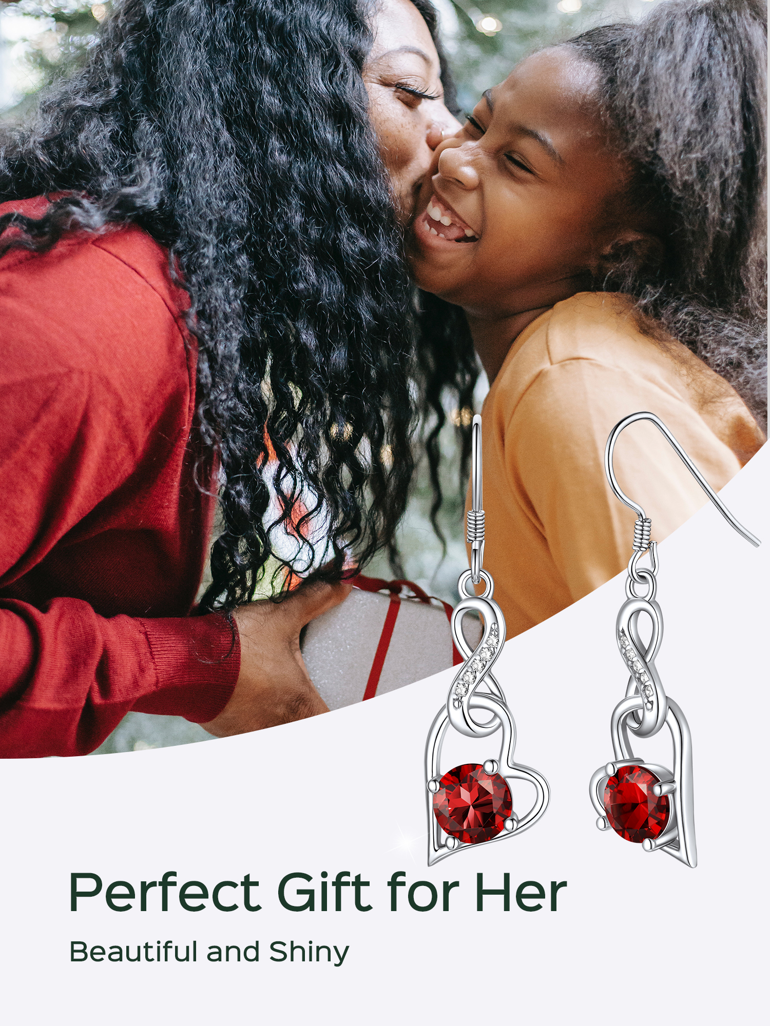 ChicSilver Drop Dangle Earrings for Women Ladies Heart Infinity Shape Birthstone 925 Sterling Silver Birthday Christmas Mother's Day Gifts for Her