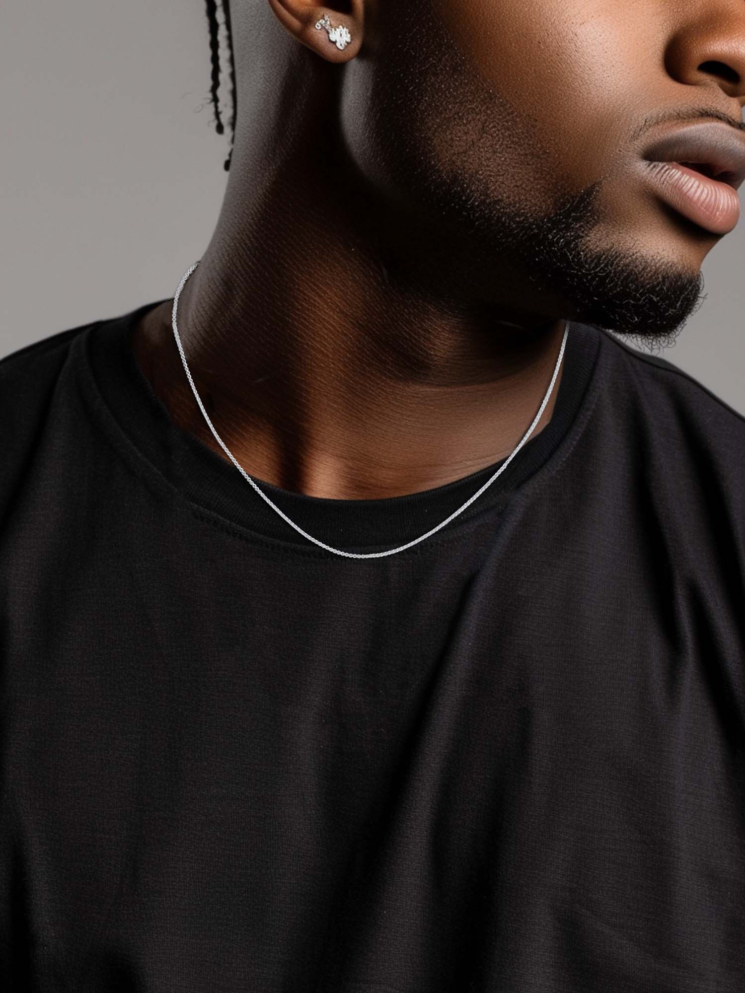 ChicSilver Solid Sterling Silver Polished Box Chain Necklace Chain For Pendants 1-2mm Thin Made in Italy 16-24 inch