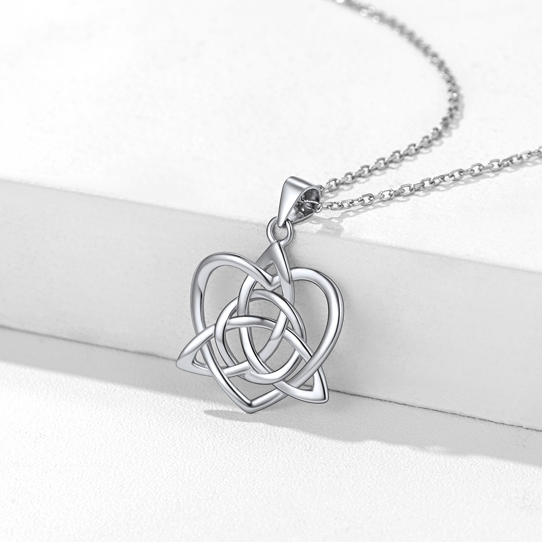 ChicSilver 925 Sterling Silver Celtic Cross Necklace for Women Men Irish Knot Pendant Necklace, 18 Inch Rolo Chain