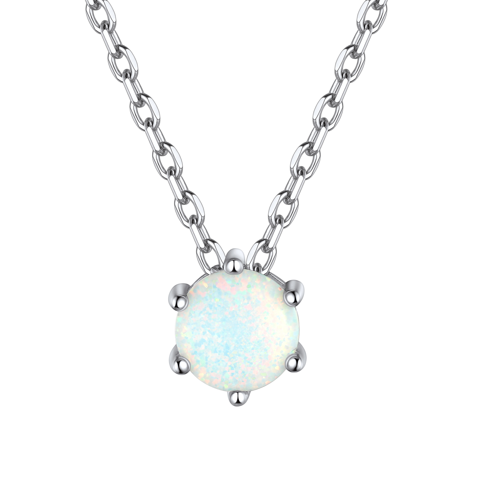 ChicSilver Simulated White Opal Pendant Necklace Heart Shape 925 Sterling Silver Women Necklaces Birthday Jewelry Gifts for Her