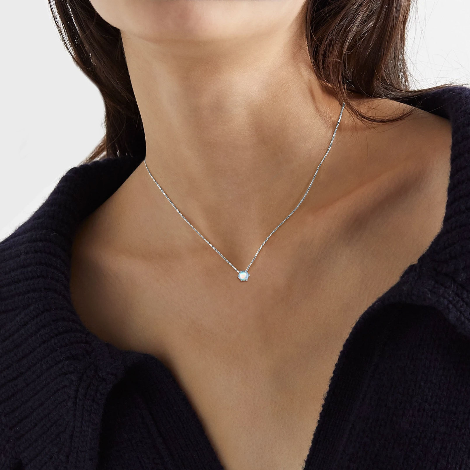 ChicSilver Simulated White Opal Pendant Necklace Heart Shape 925 Sterling Silver Women Necklaces Birthday Jewelry Gifts for Her