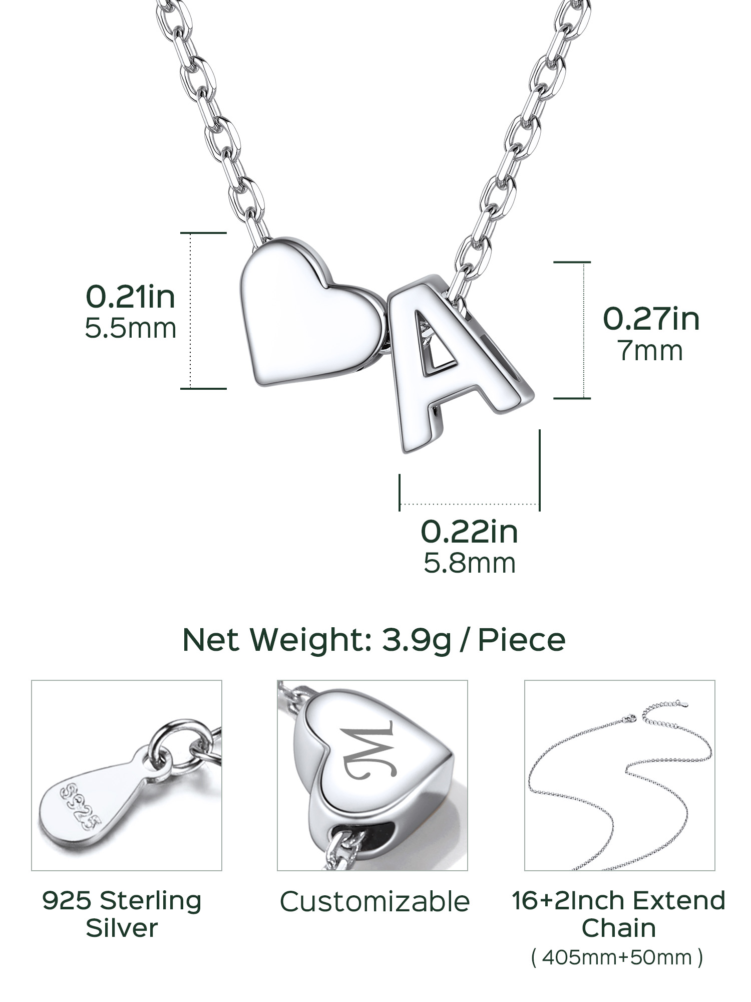 ChicSilver Initial Necklaces for Women Silver 925 Sterling Silver Necklace for Women Dainty Letter Necklace A-Z Necklace for Girls